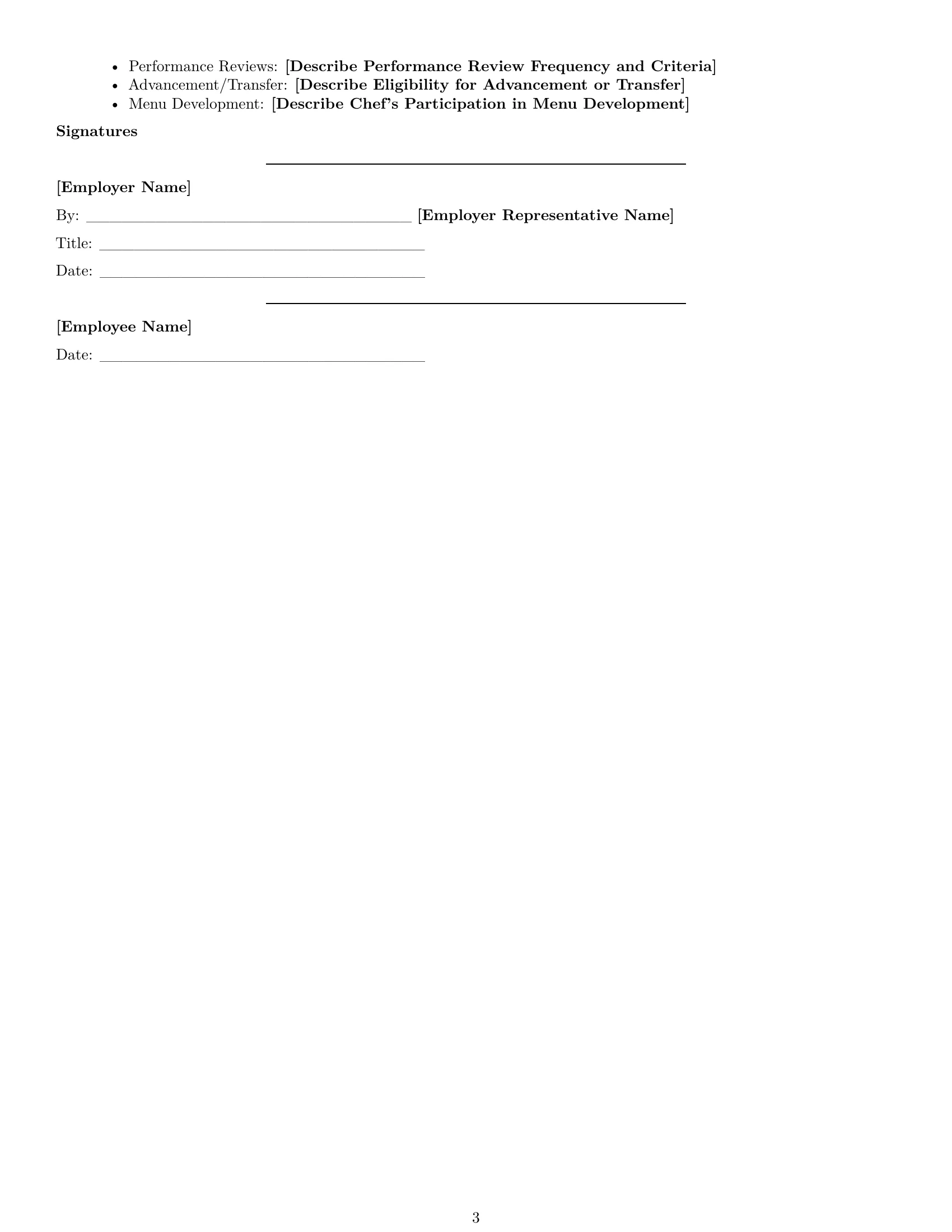Preview page 3 of Free Michigan cook employment contract template