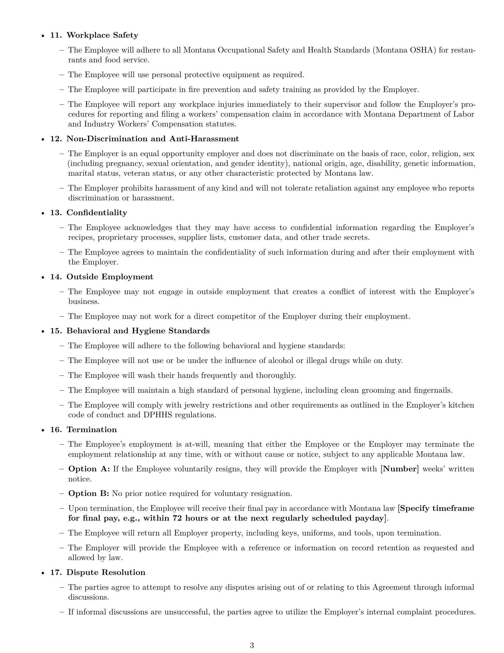 Preview page 3 of Free Montana cook employment contract template