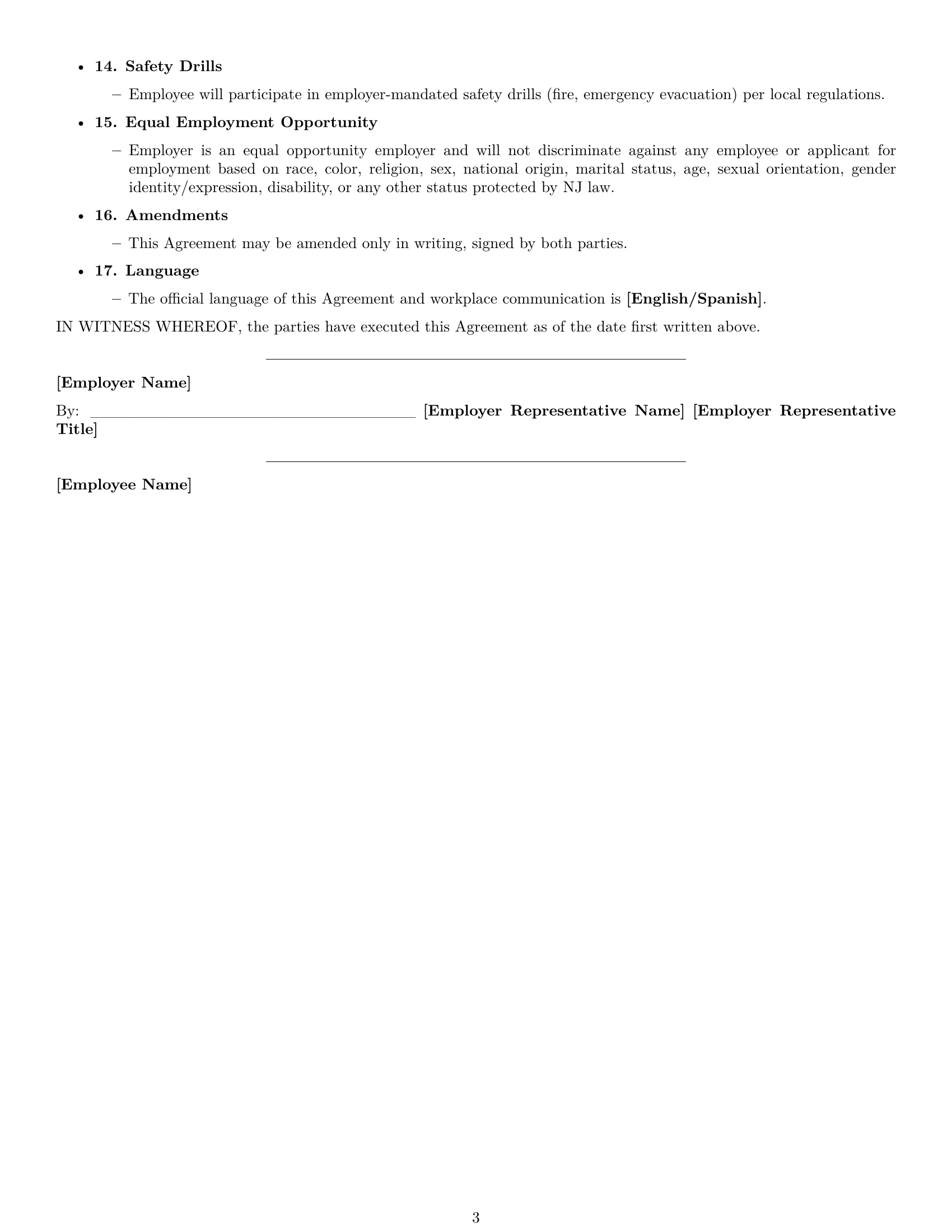 Preview page 3 of Free New Jersey cook employment contract template
