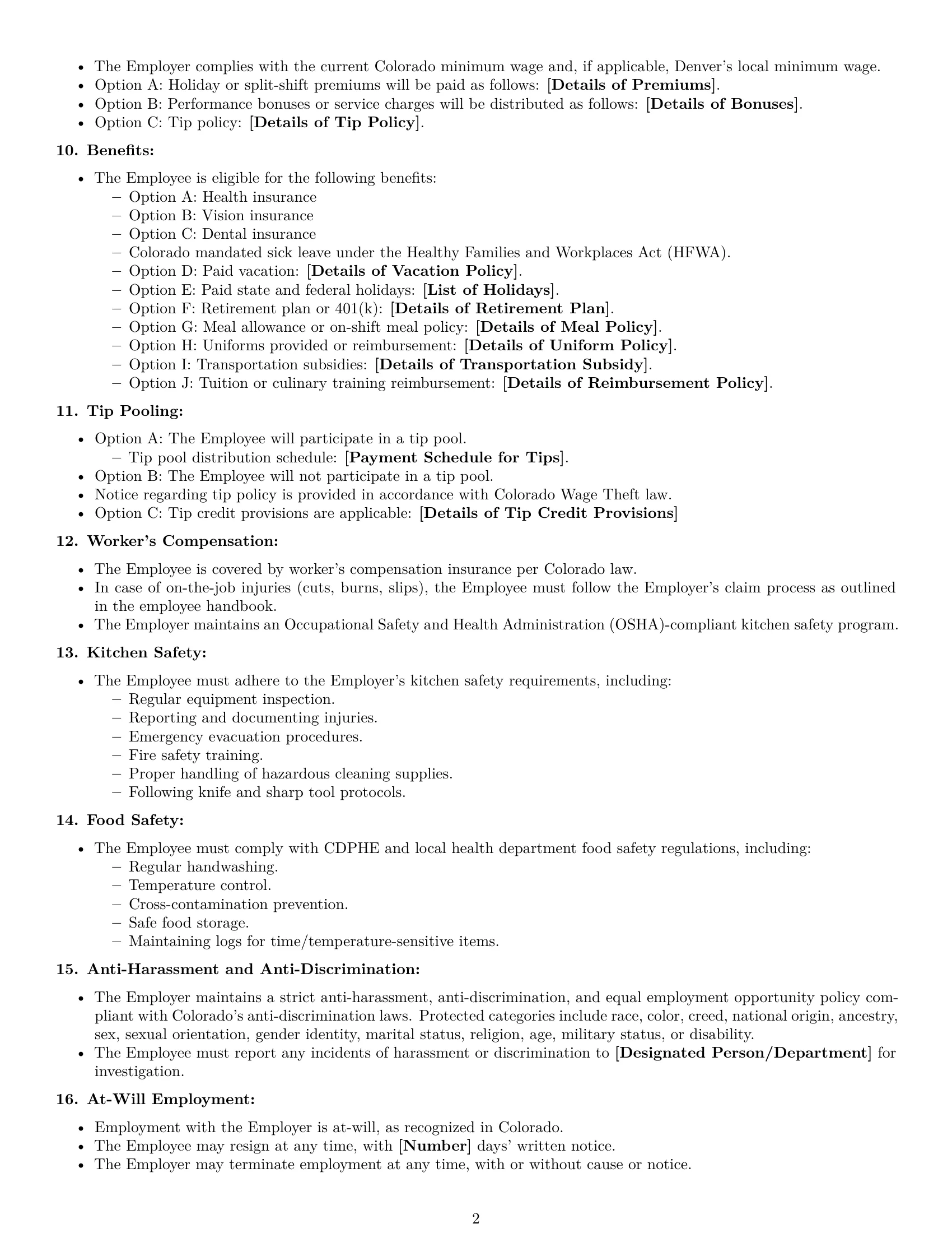 Preview page 2 of Free Colorado cook employment contract template