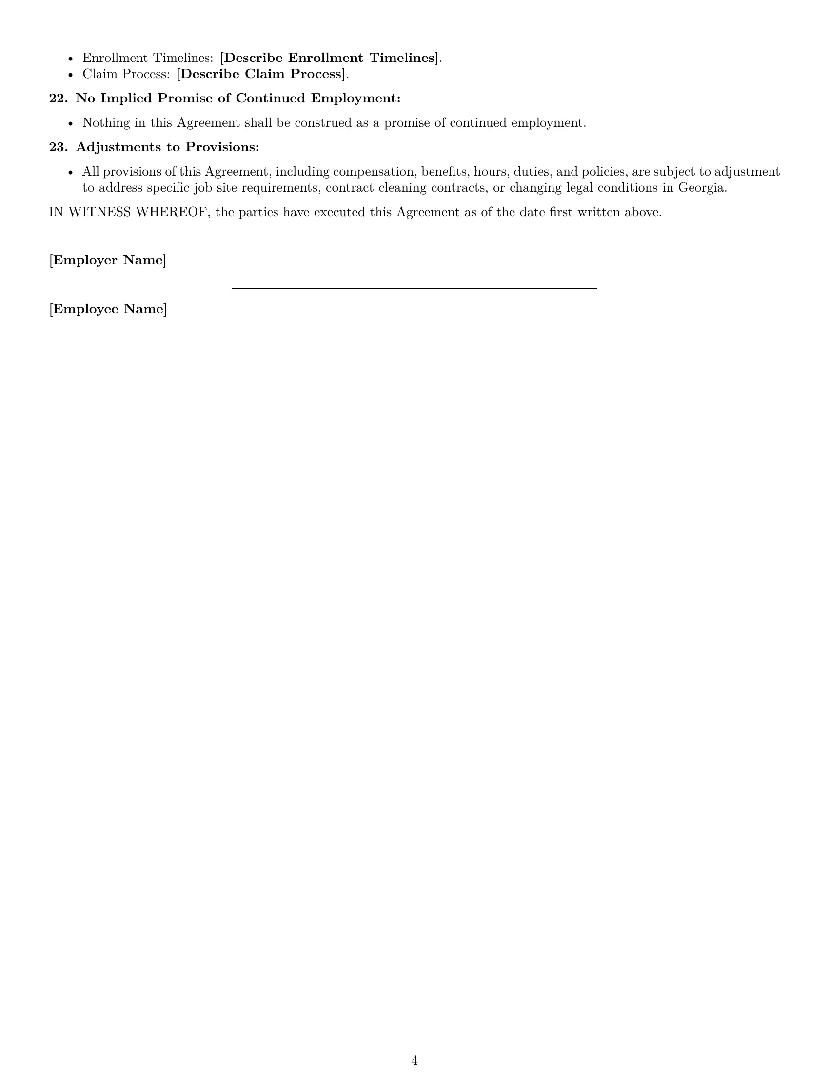 Preview page 4 of Free Georgia cleaner employment contract template