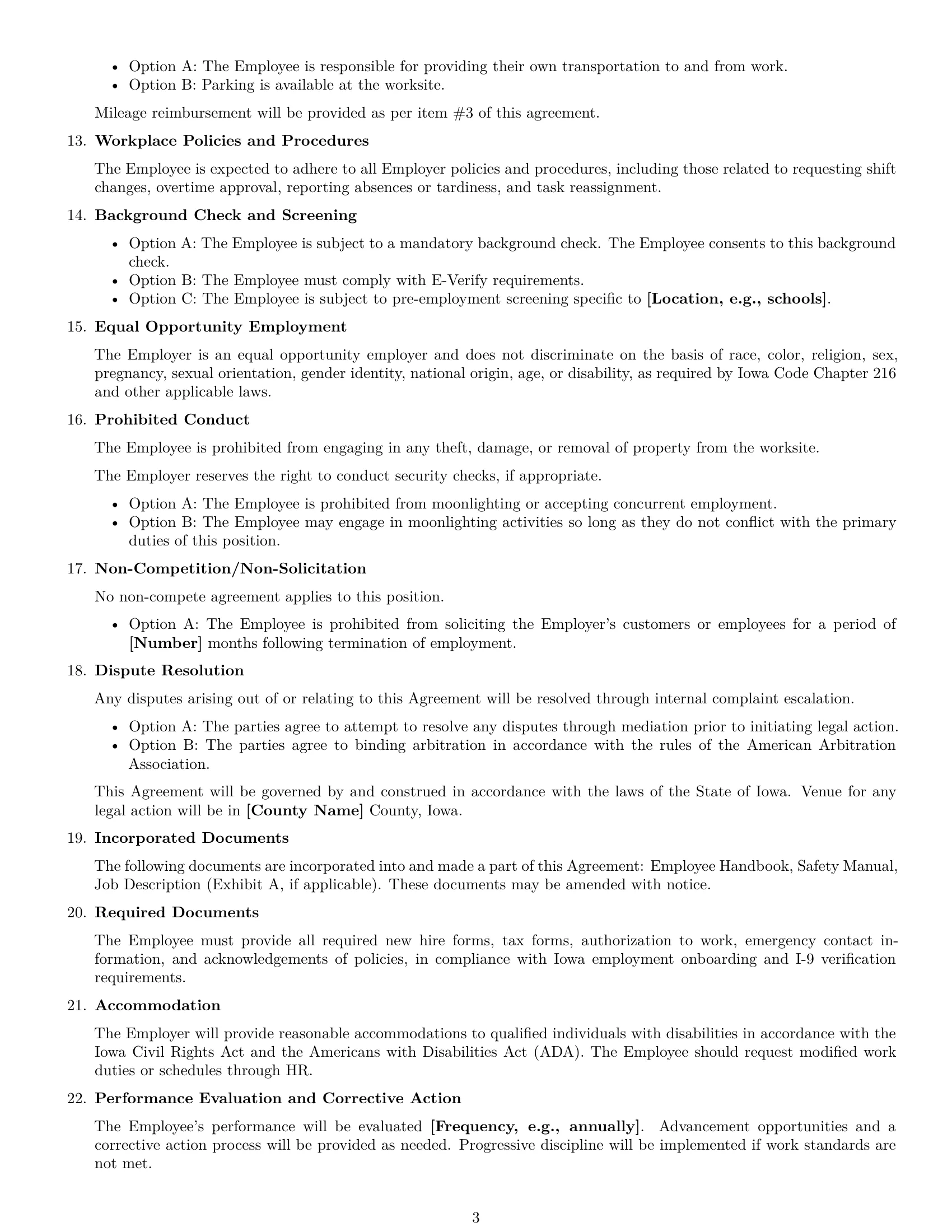 Preview page 3 of Free Iowa cleaner employment contract template