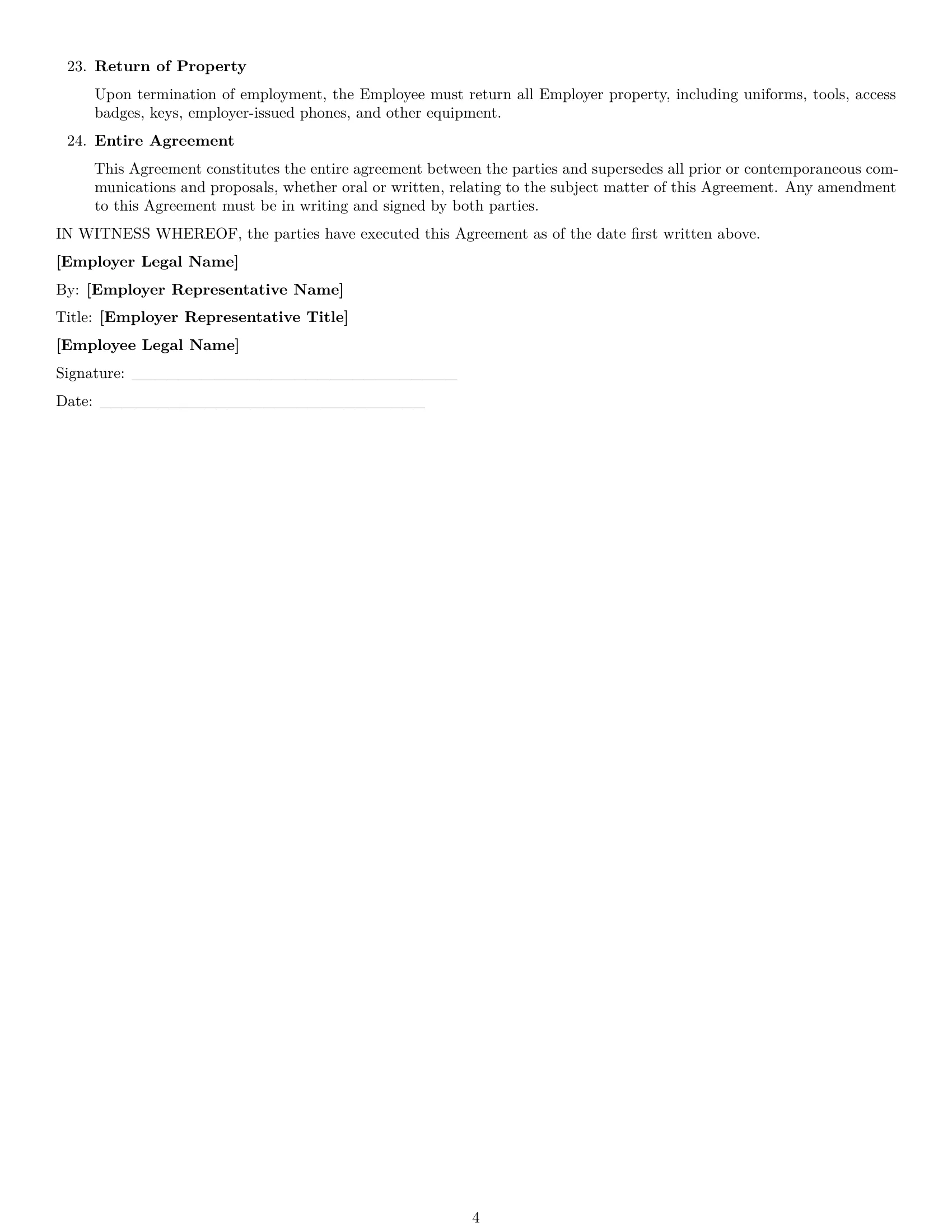 Preview page 4 of Free Iowa cleaner employment contract template