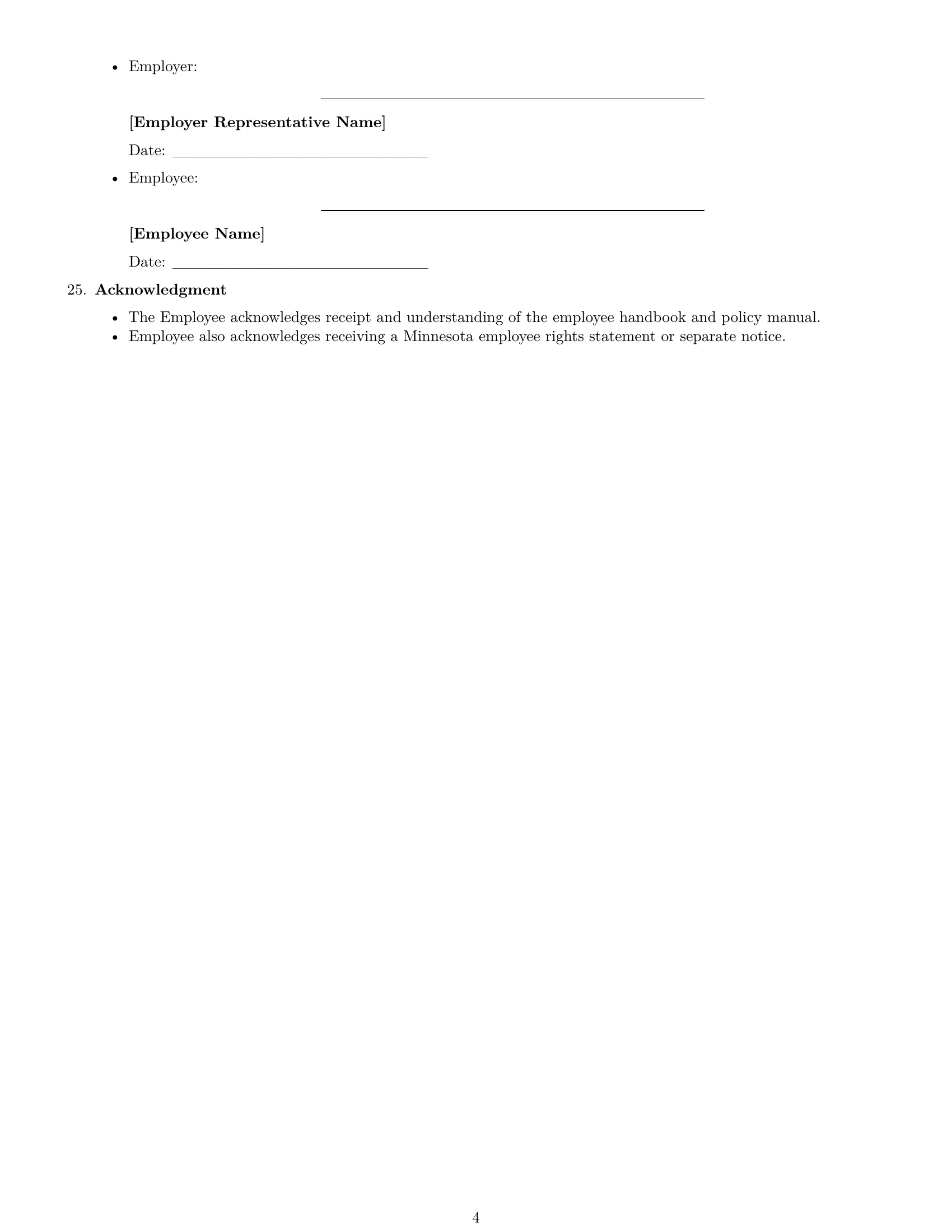 Preview page 4 of Free Minnesota cleaner employment contract template