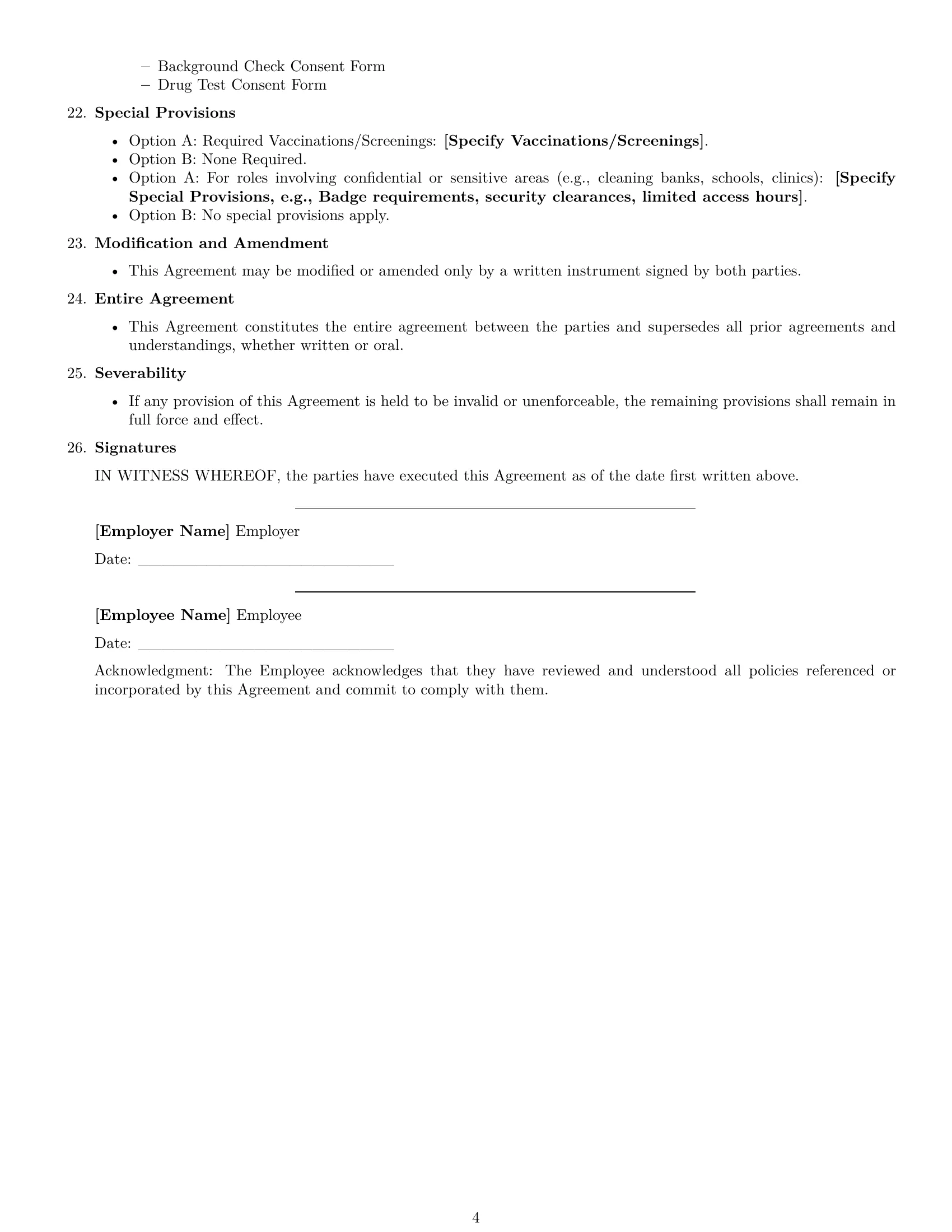 Preview page 4 of Free Mississippi cleaner employment contract template