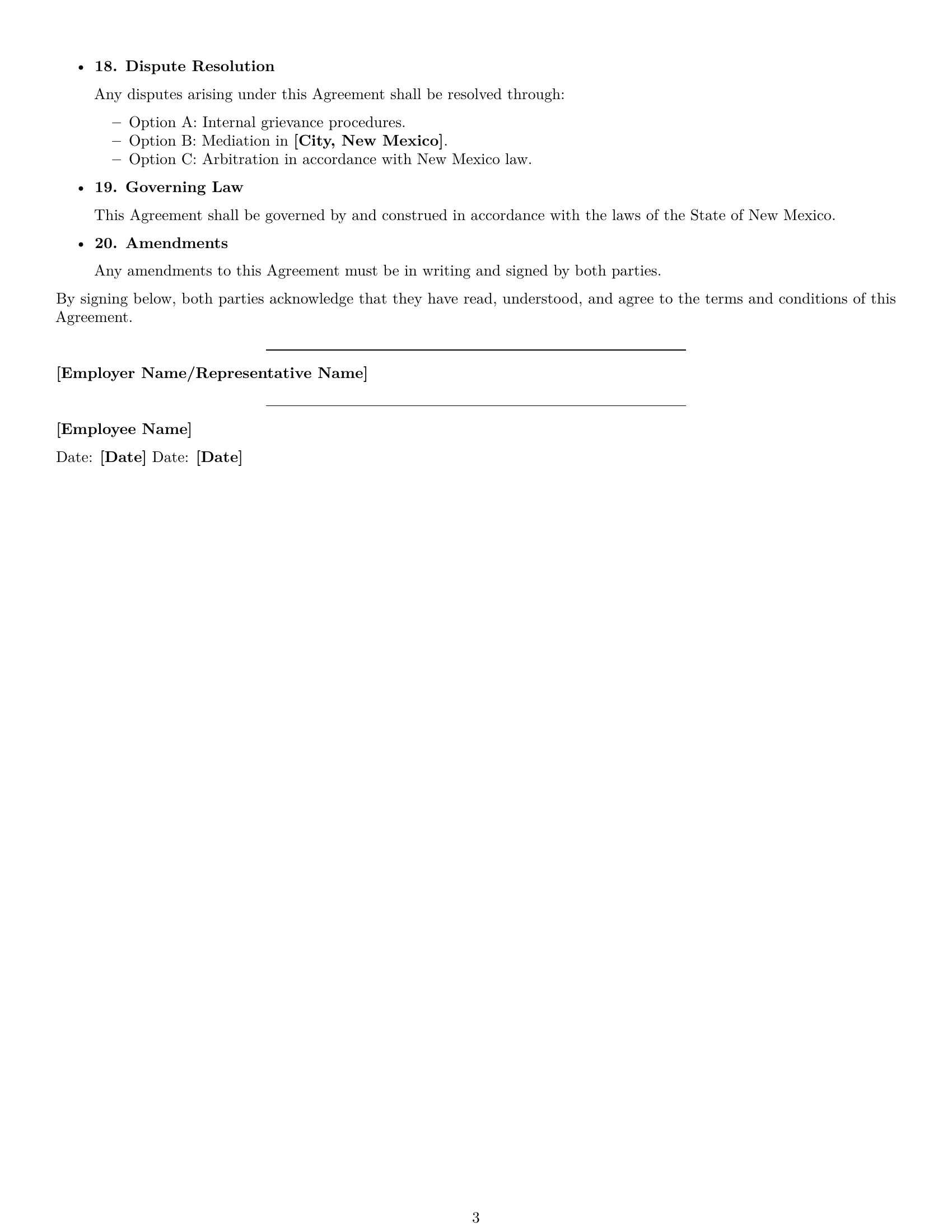 Preview page 3 of Free New Mexico cleaner employment contract template