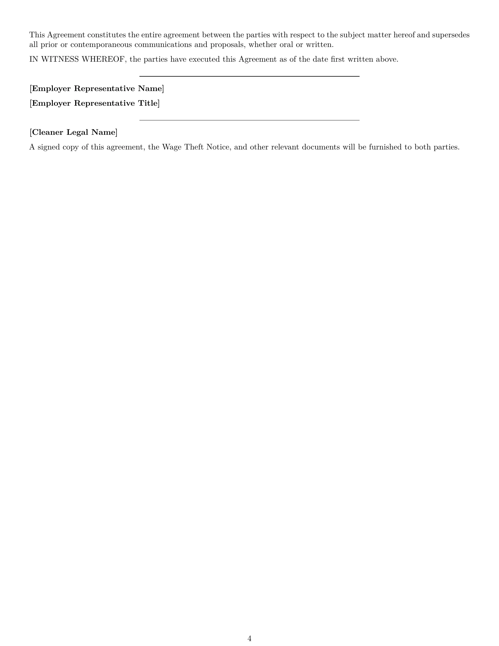 Preview page 4 of Free New York cleaner employment contract template