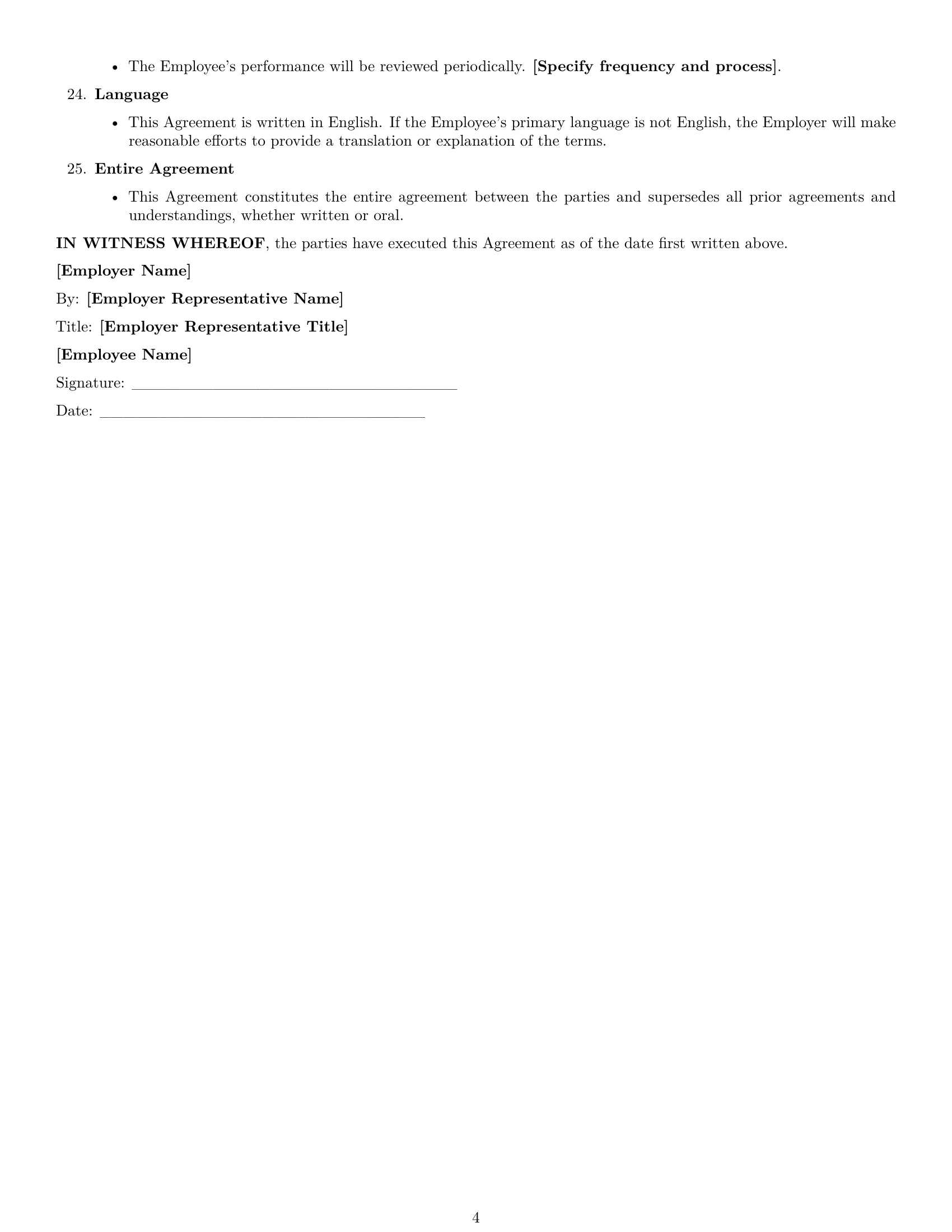 Preview page 4 of Free Arkansas cleaner employment contract template