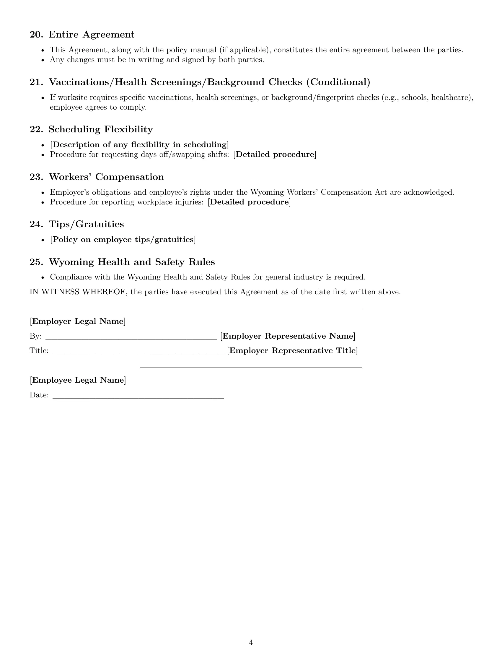 Preview page 4 of Free Wyoming cleaner employment contract template