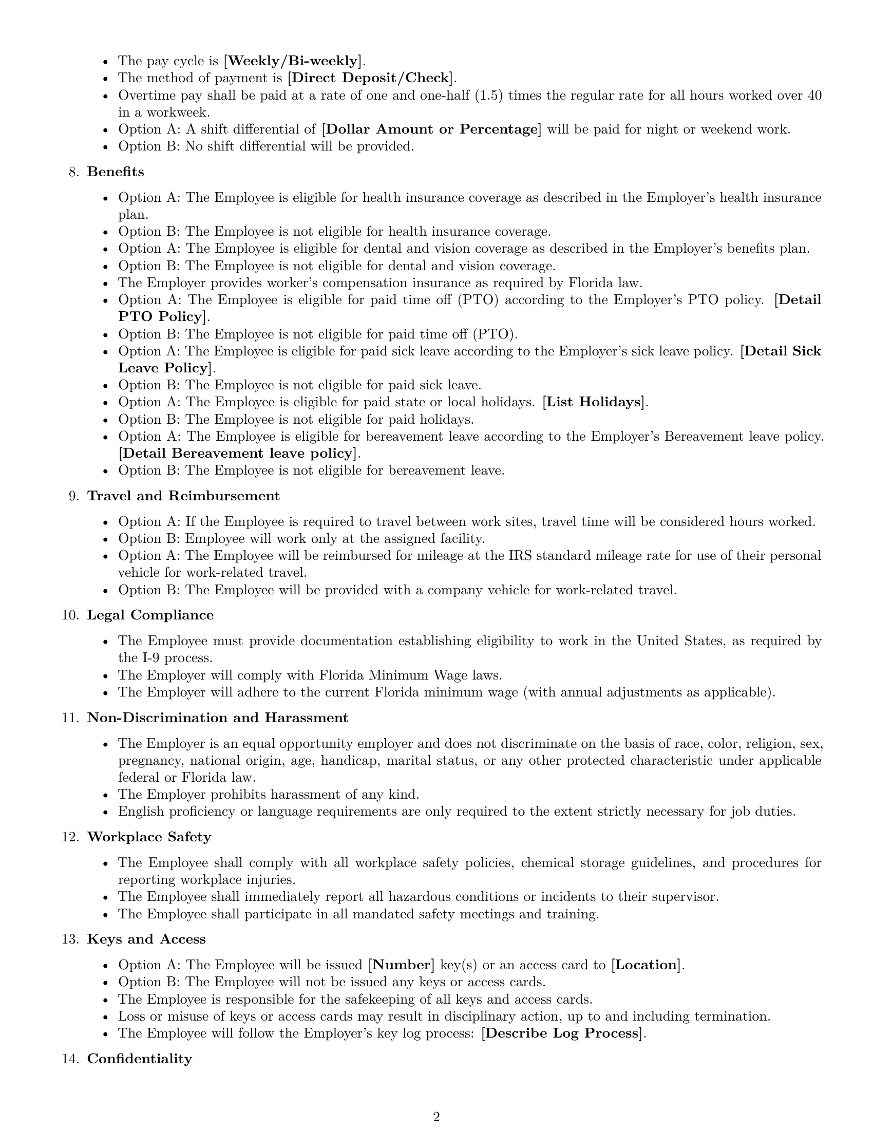 Preview page 2 of Free Florida cleaner employment contract template