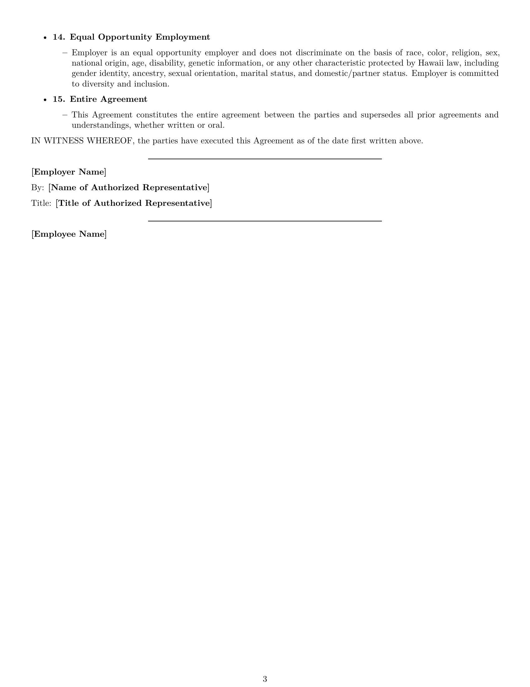 Preview page 3 of Free Hawaii software developer employment contract template