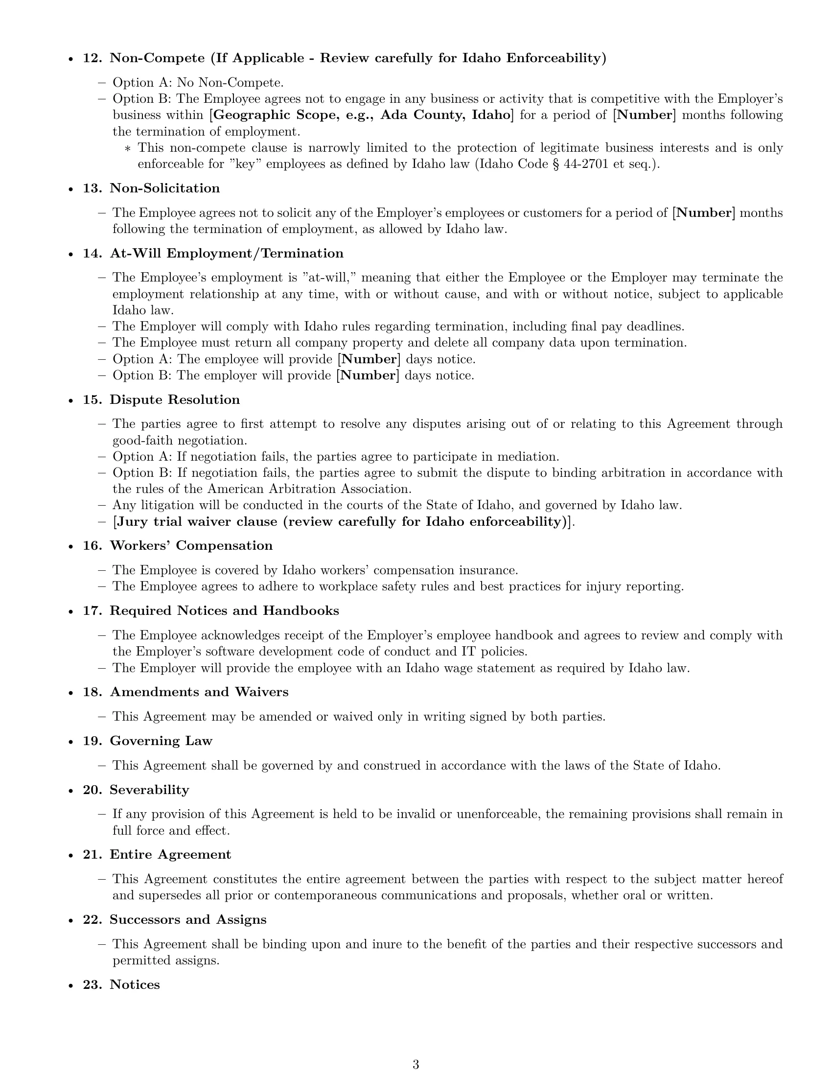 Preview page 3 of Free Idaho software developer employment contract template
