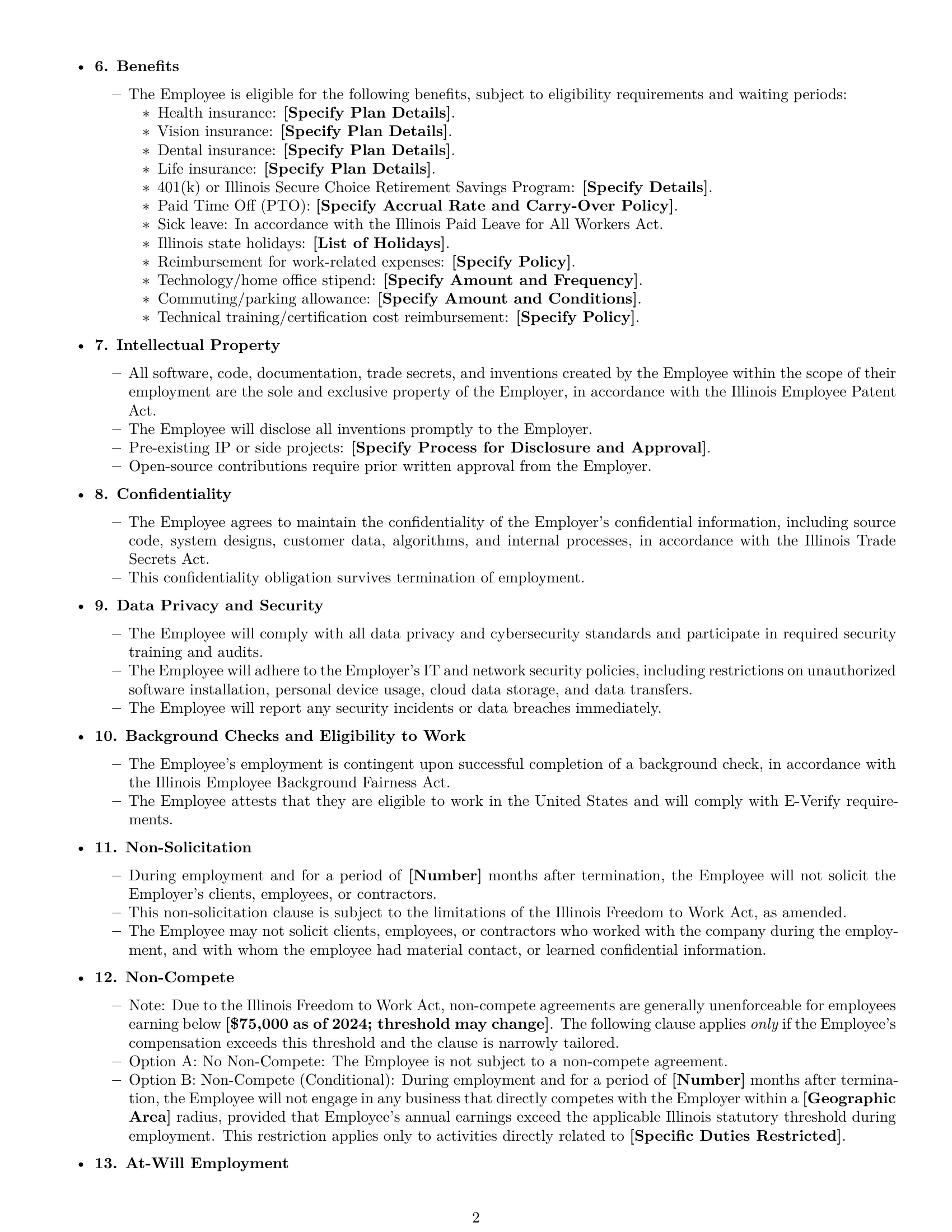 Preview page 2 of Free Illinois software developer employment contract template