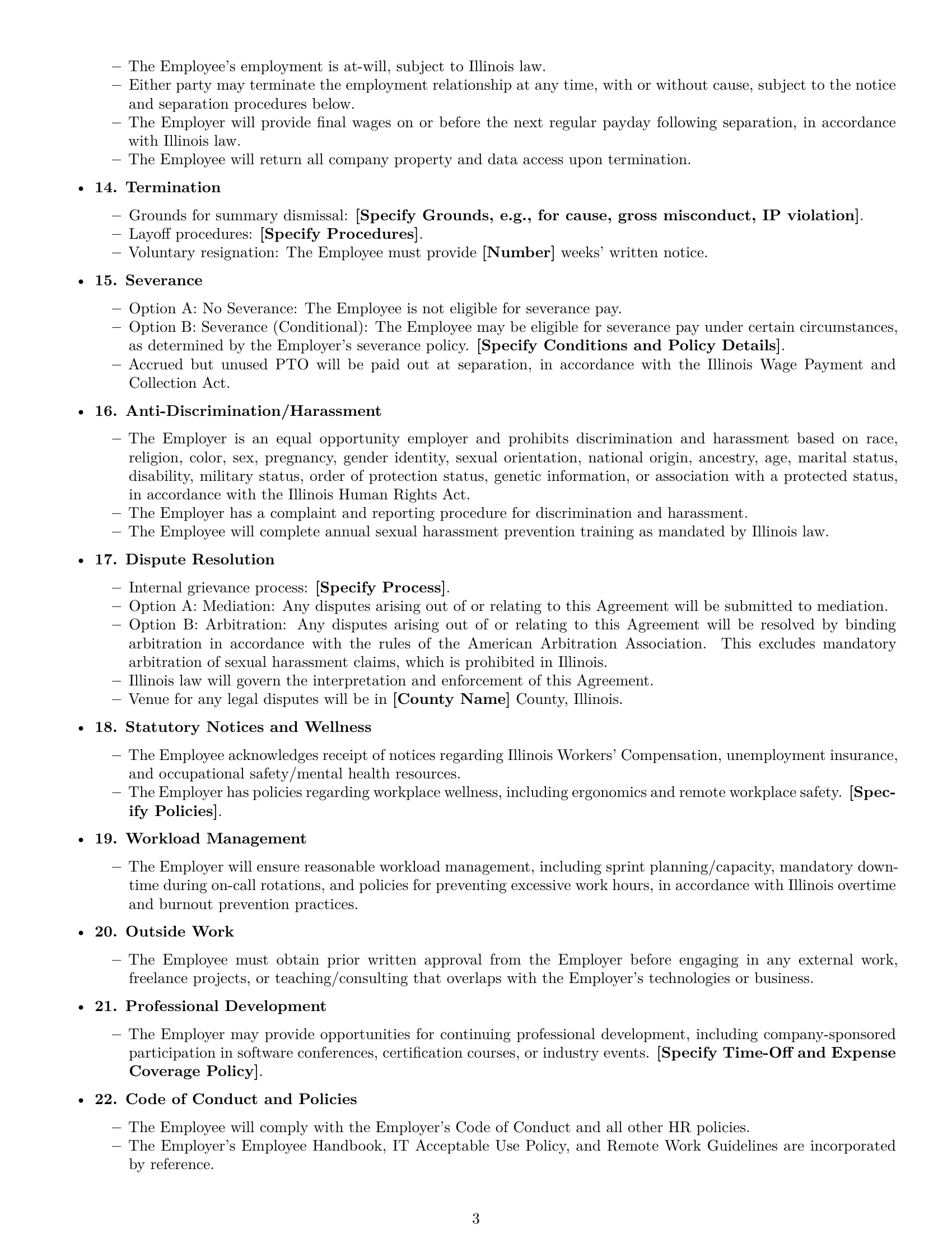 Preview page 3 of Free Illinois software developer employment contract template