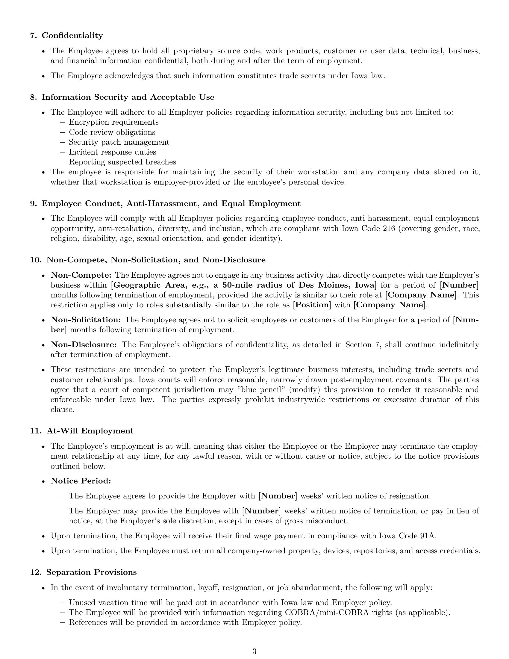 Preview page 3 of Free Iowa software developer employment contract template