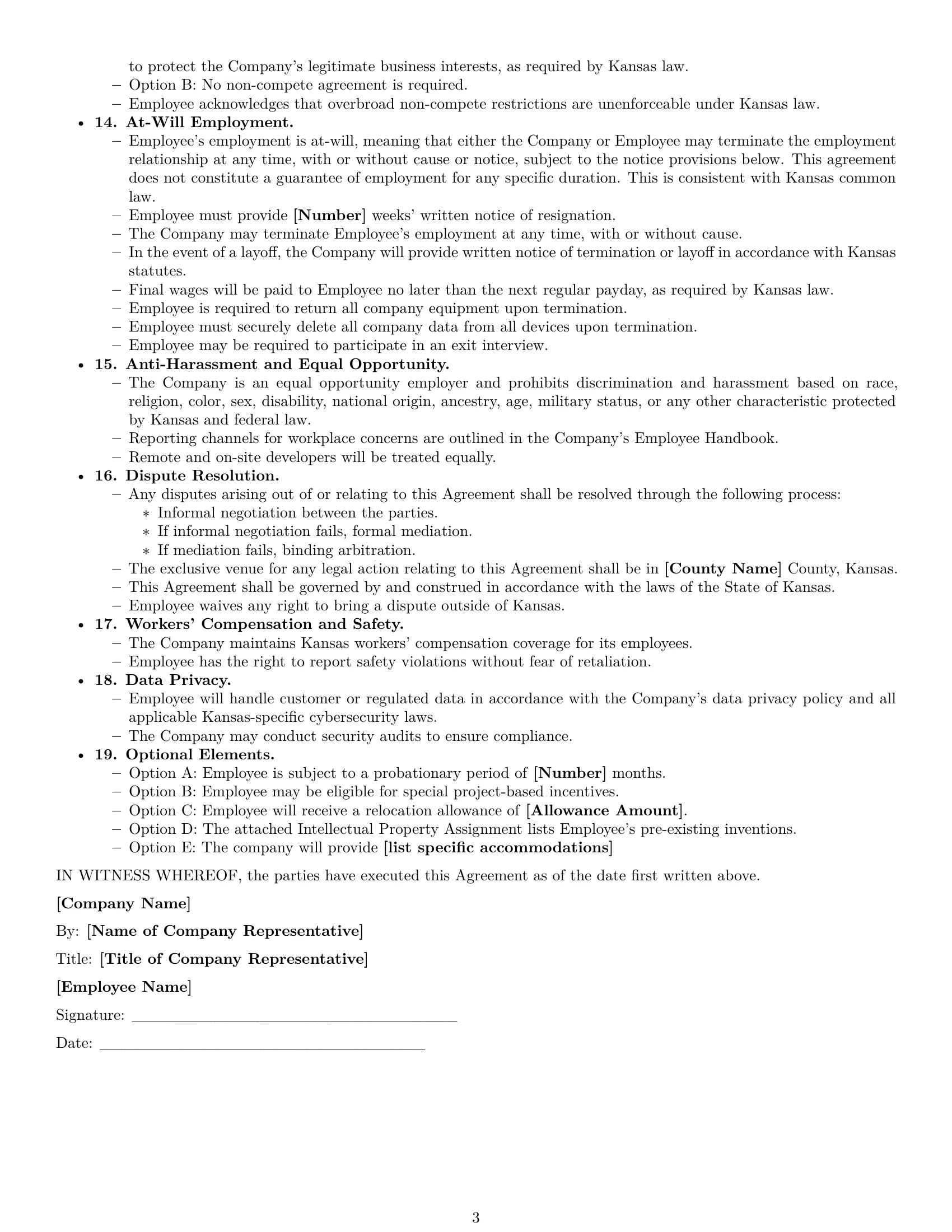 Preview page 3 of Free Kansas software developer employment contract template