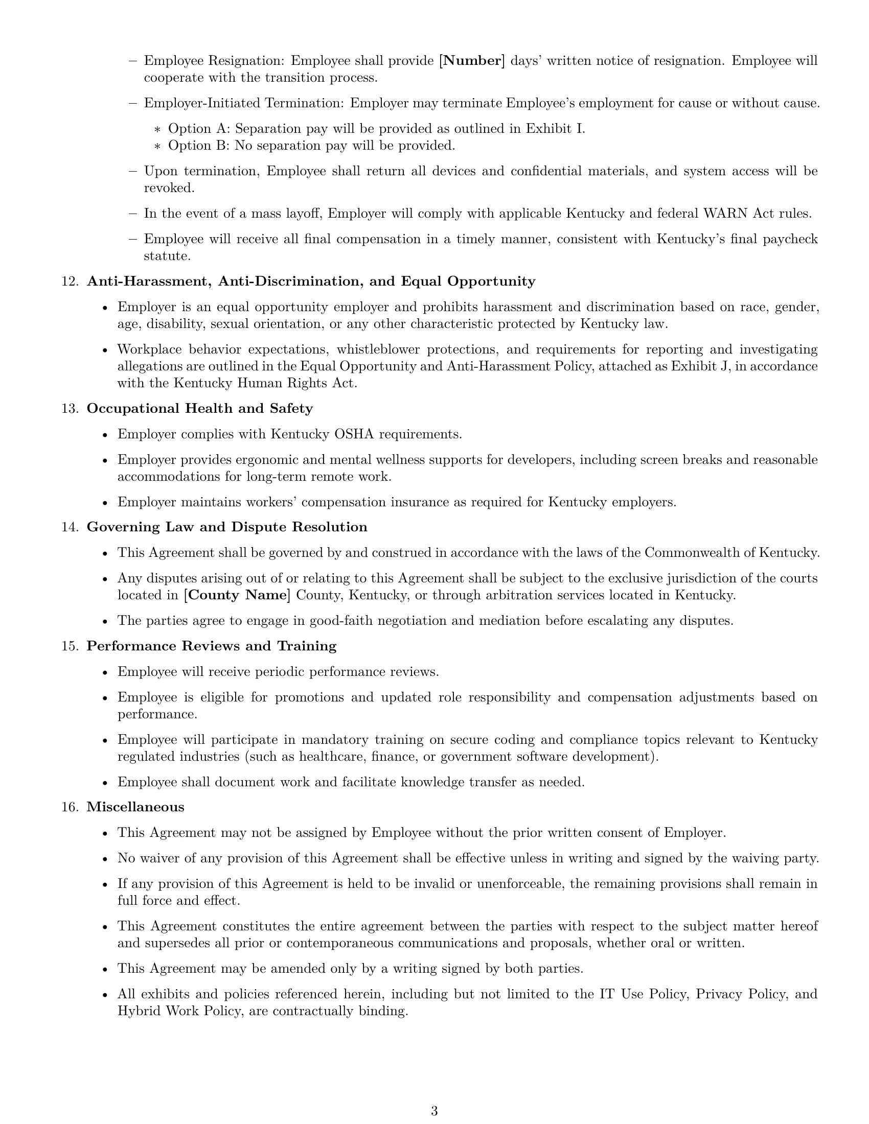 Preview page 3 of Free Kentucky software developer employment contract template
