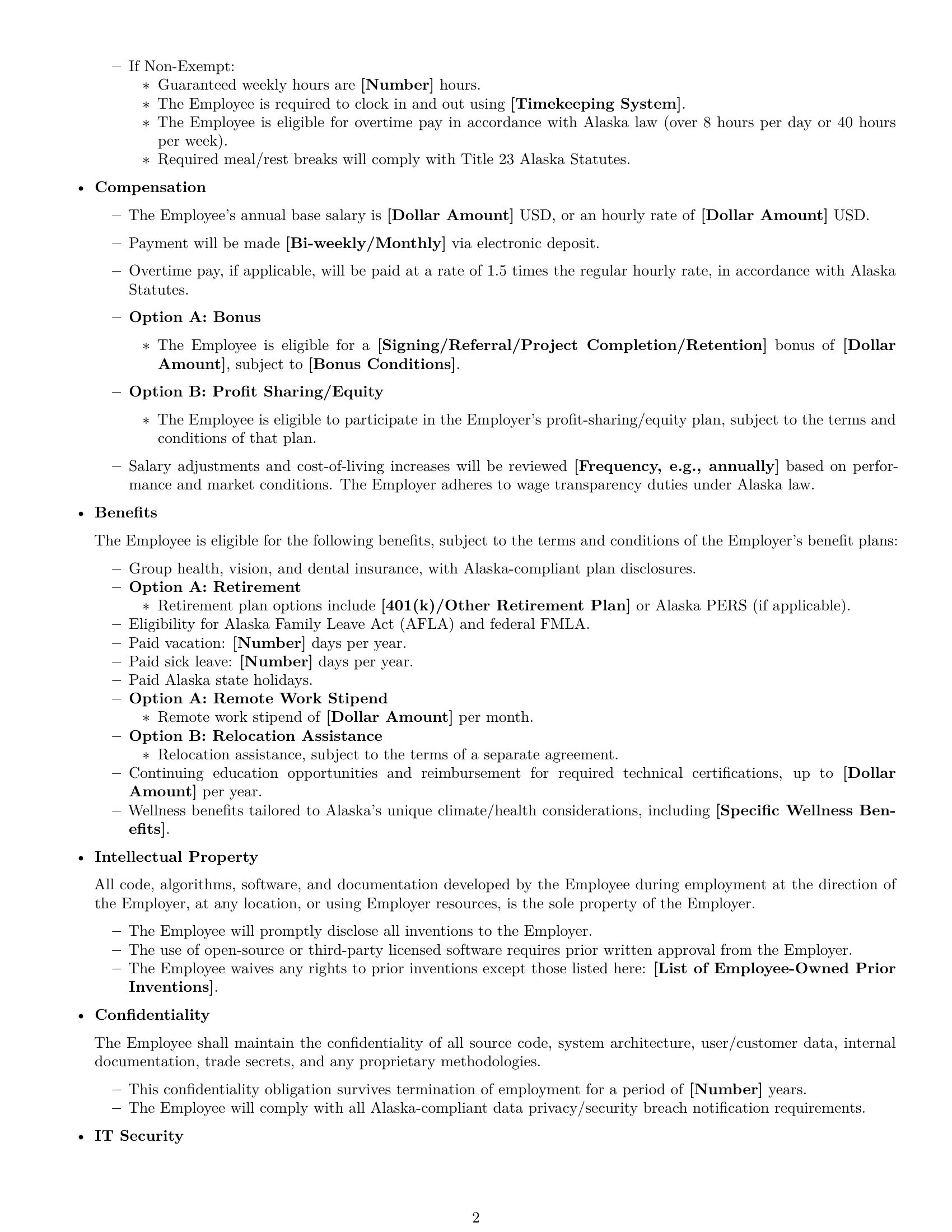 Preview page 2 of Free Alaska software developer employment contract template