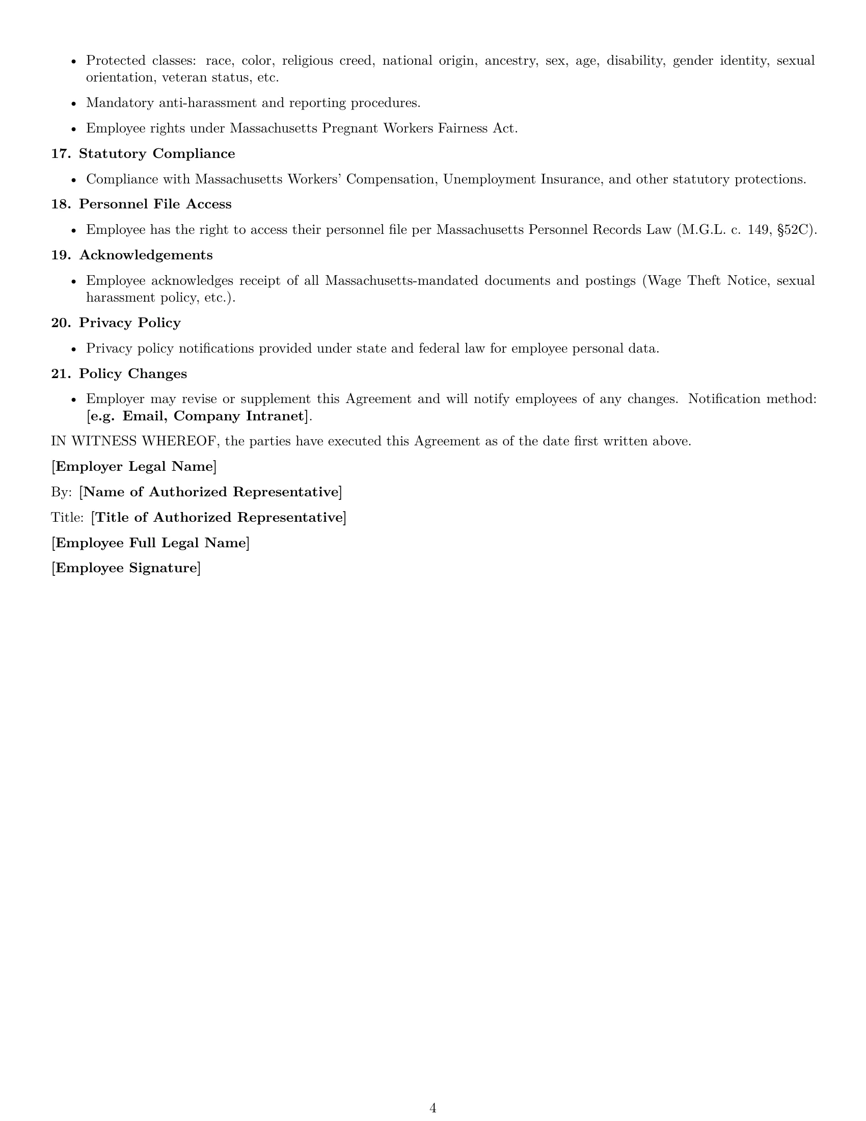 Preview page 4 of Free Massachusetts software developer employment contract template