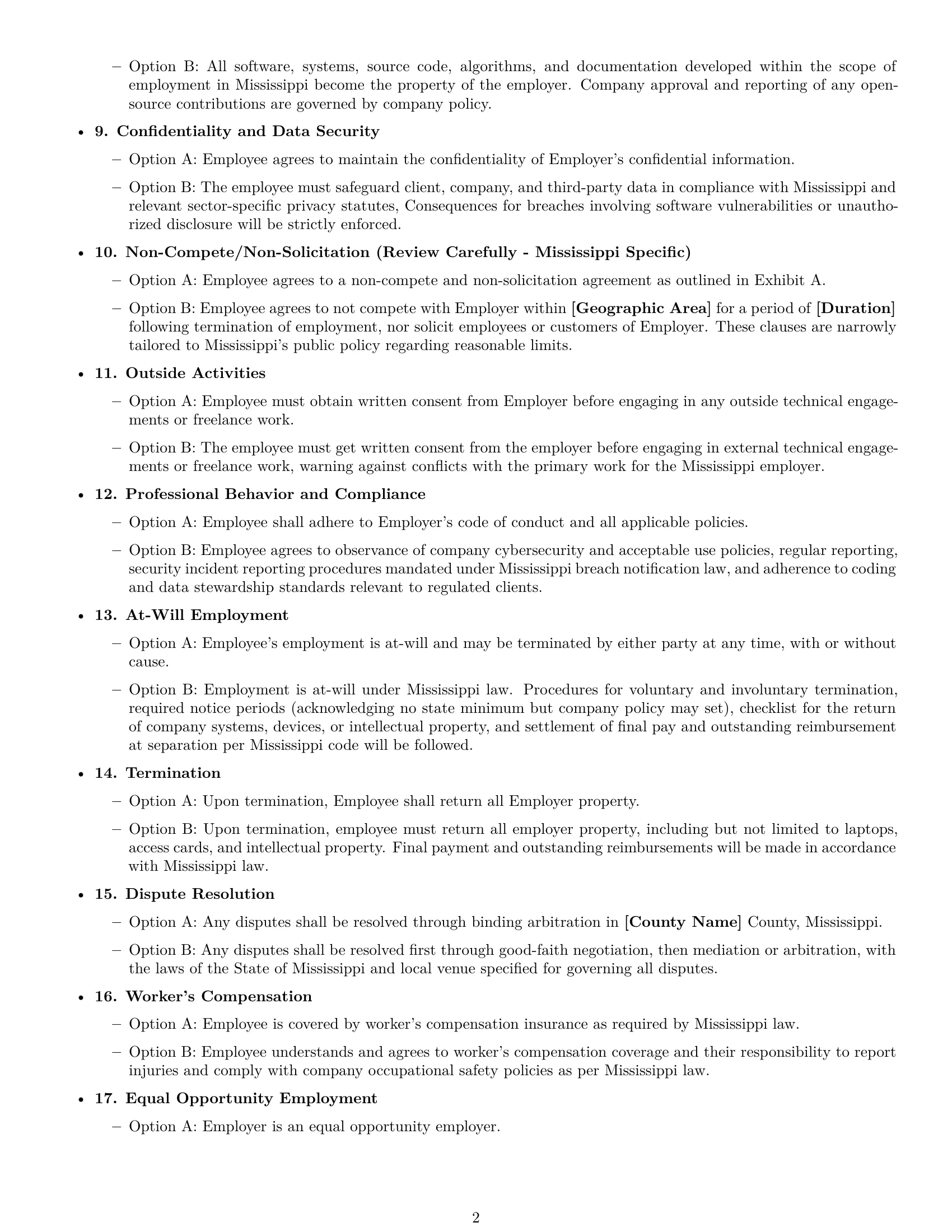 Preview page 2 of Free Mississippi software developer employment contract template