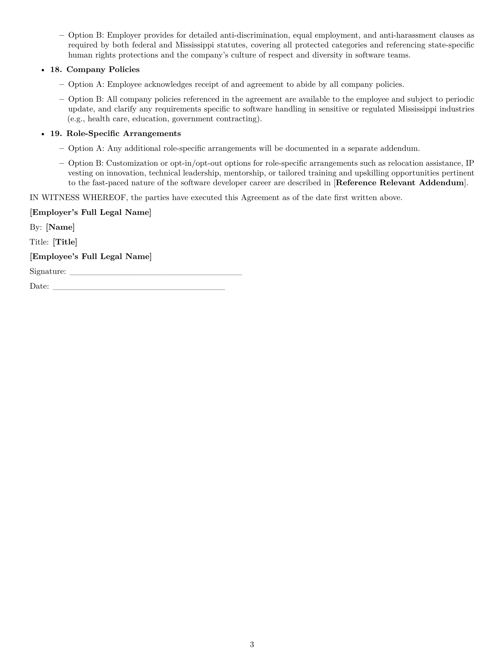 Preview page 3 of Free Mississippi software developer employment contract template