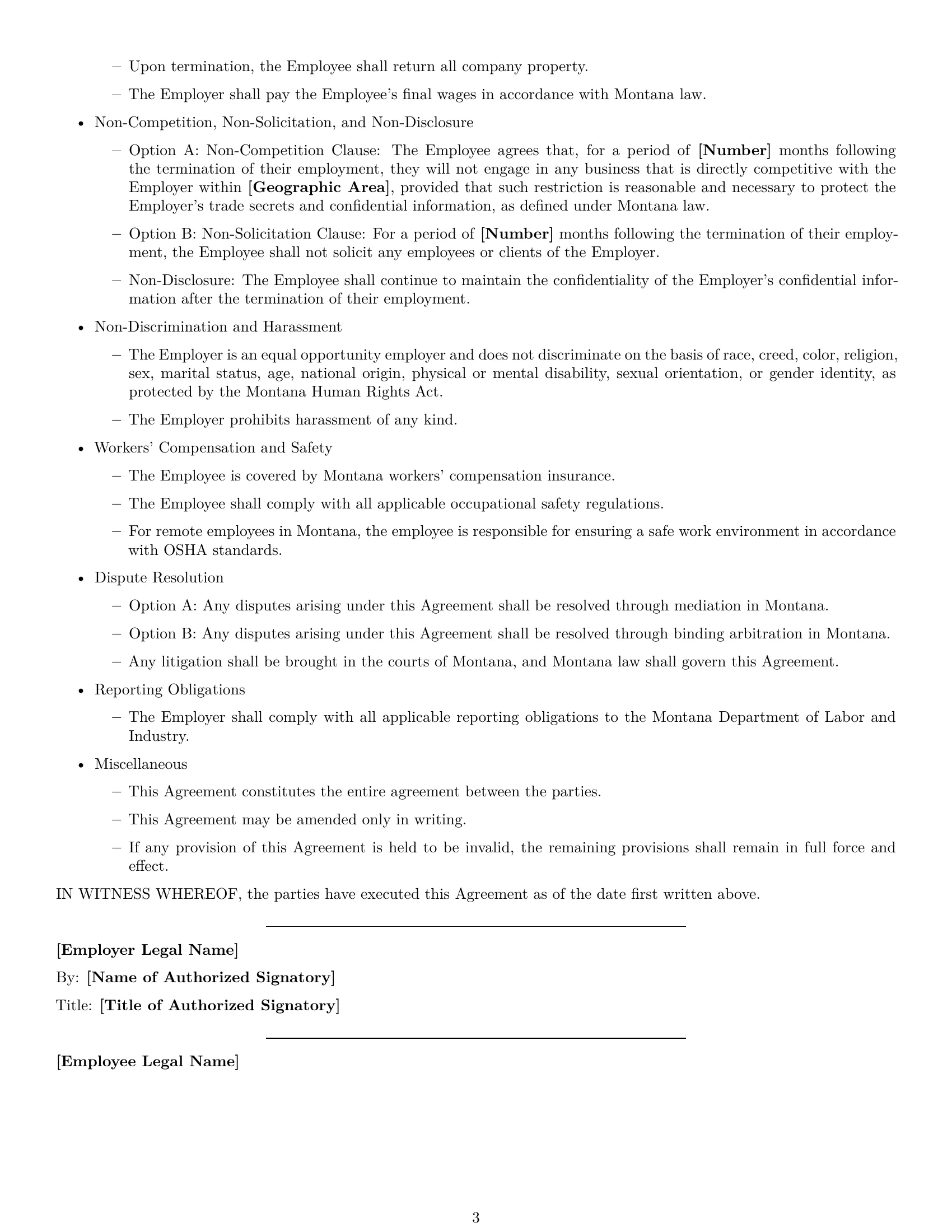 Preview page 3 of Free Montana software developer employment contract template