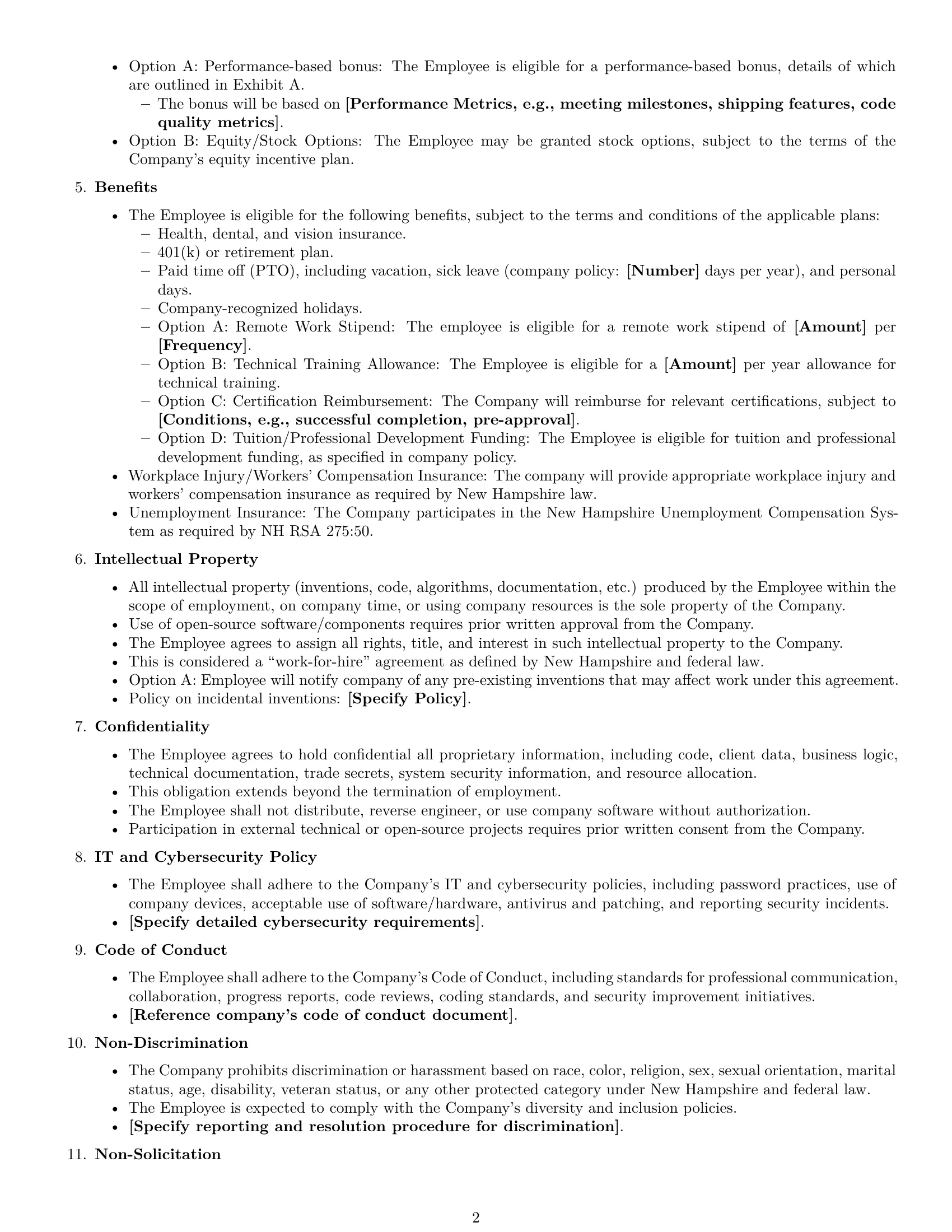 Preview page 2 of Free New Hampshire software developer employment contract template