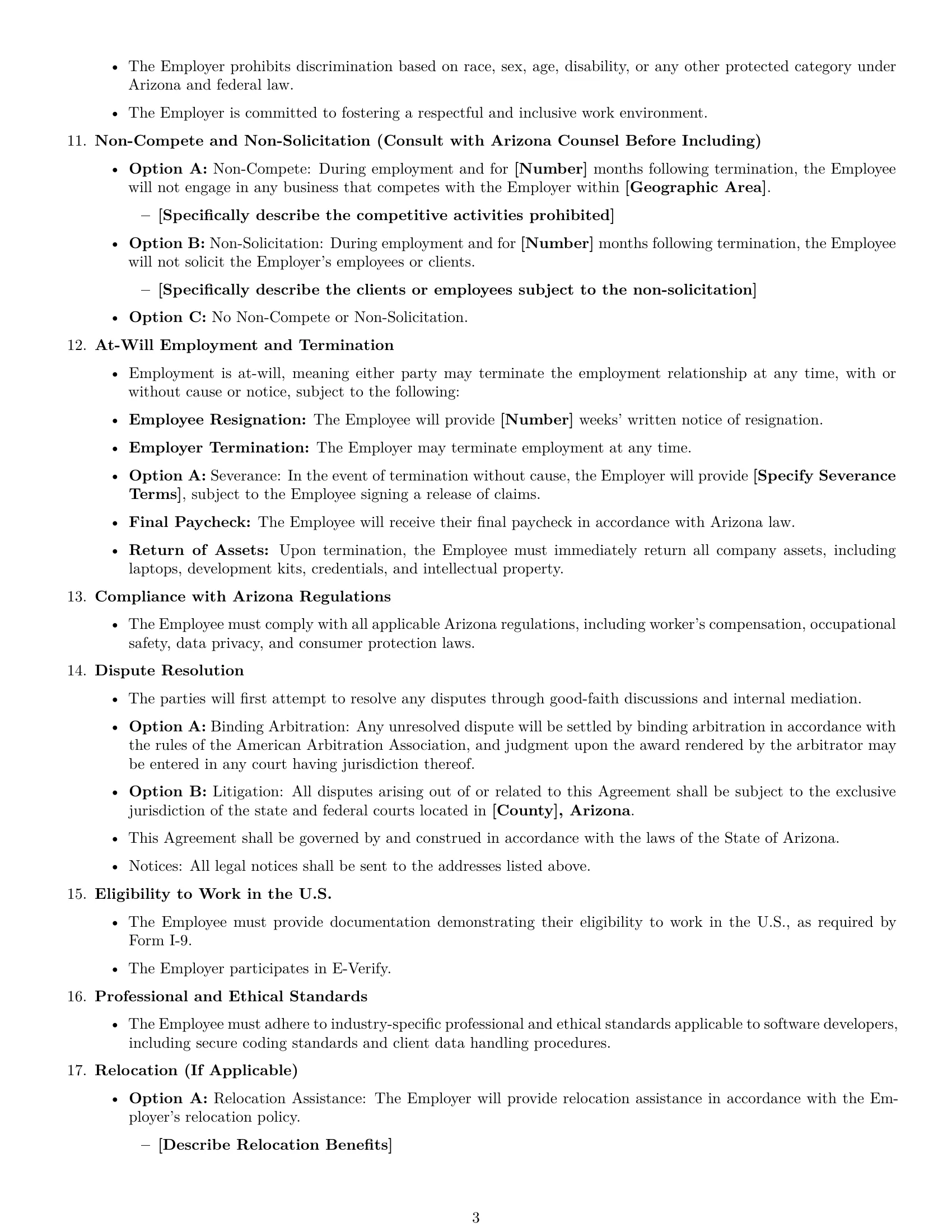 Preview page 3 of Free Arizona software developer employment contract template