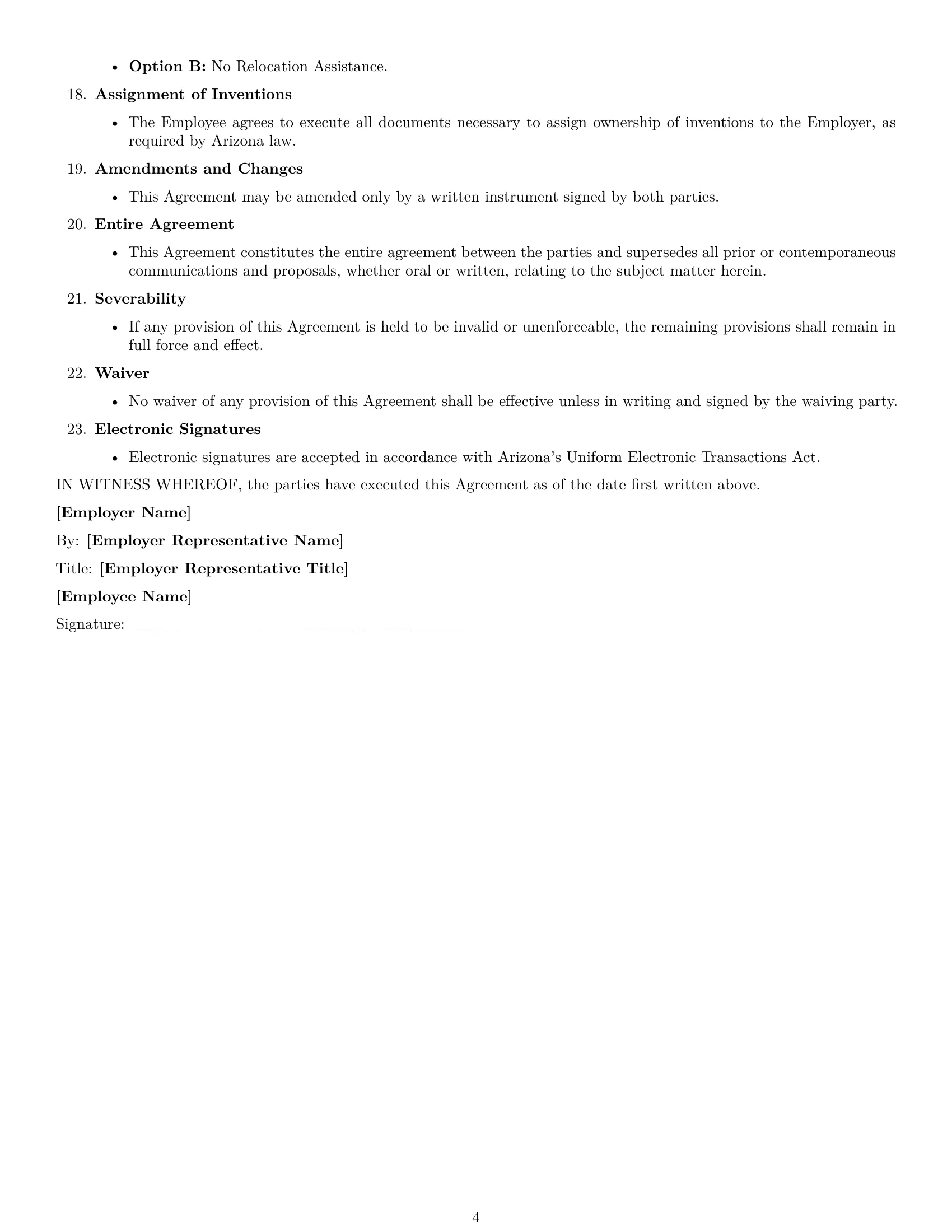 Preview page 4 of Free Arizona software developer employment contract template