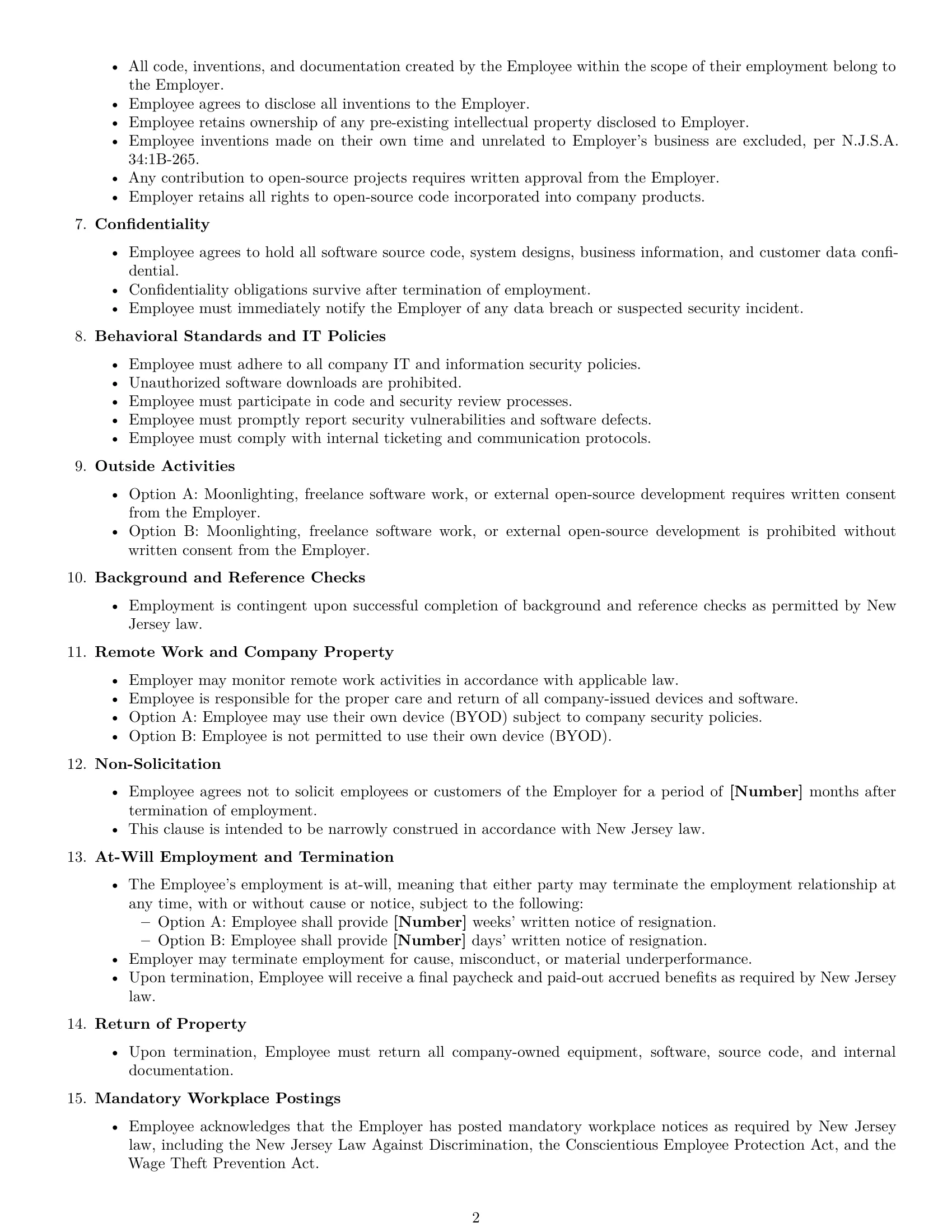 Preview page 2 of Free New Jersey software developer employment contract template