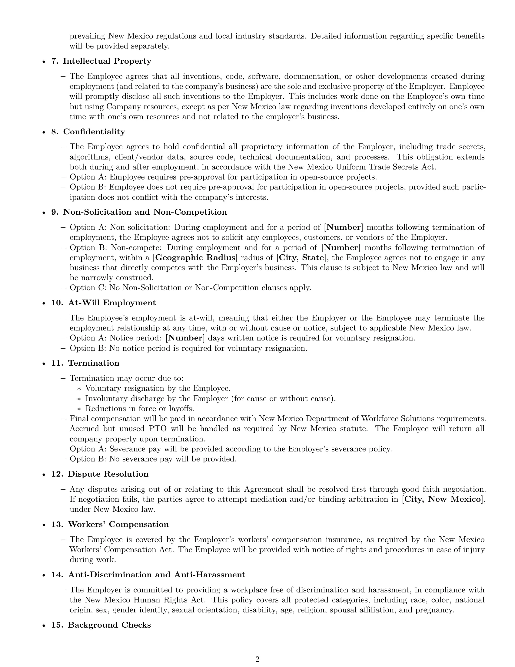 Preview page 2 of Free New Mexico software developer employment contract template