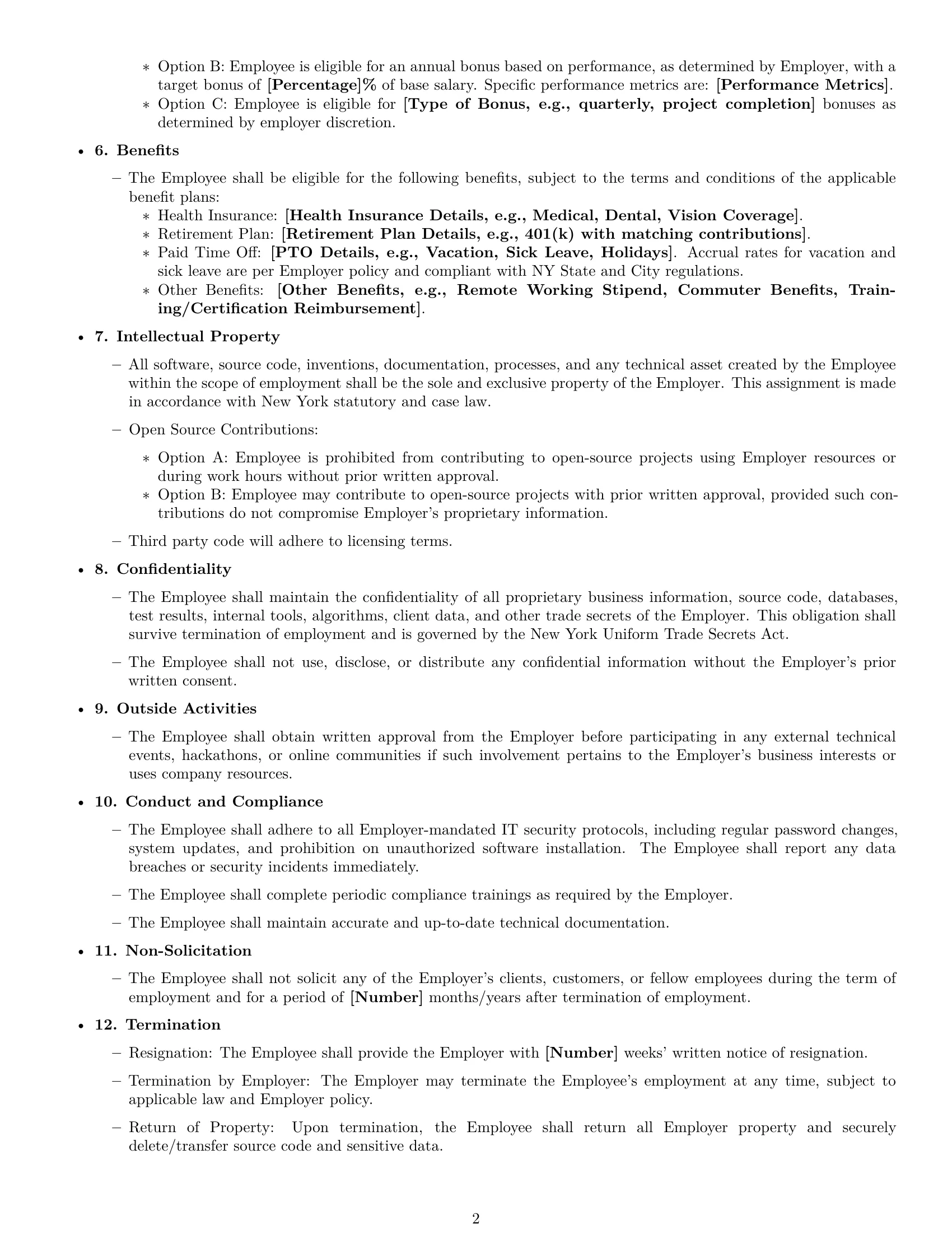 Preview page 2 of Free New York software developer employment contract template
