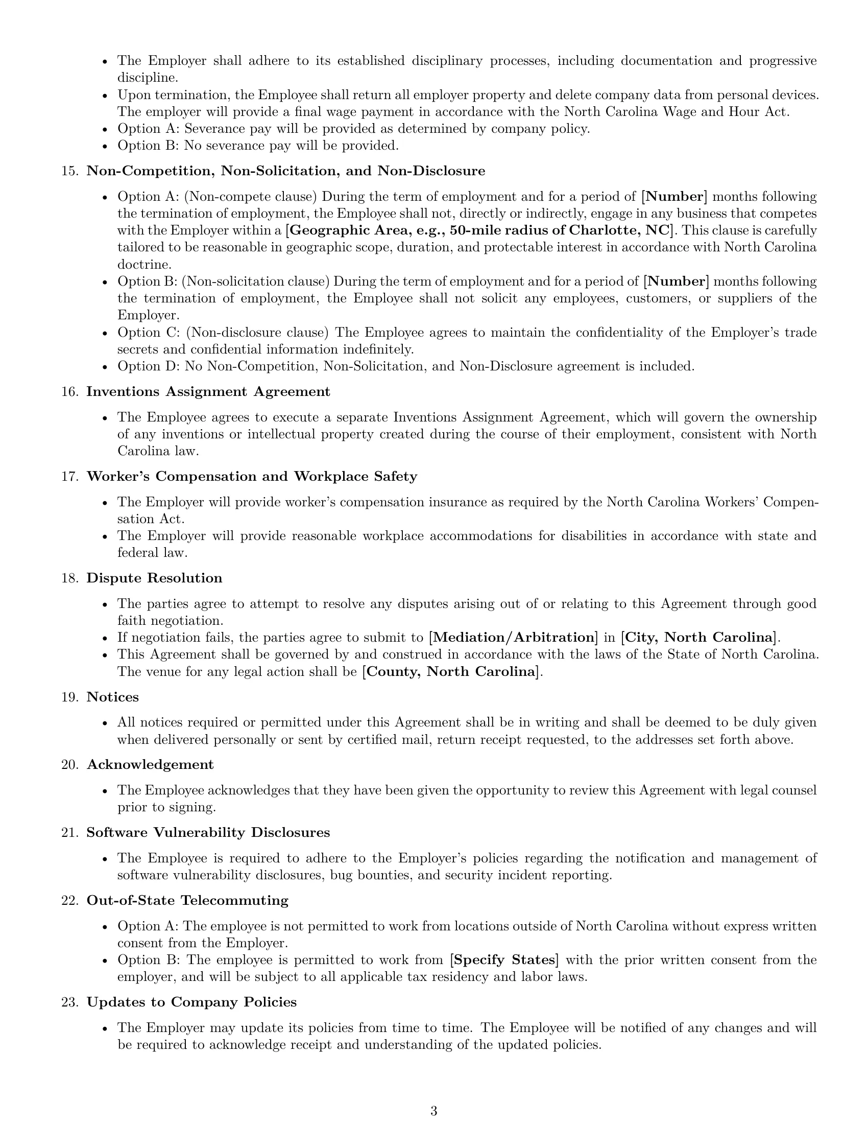 Preview page 3 of Free North Carolina software developer employment contract template