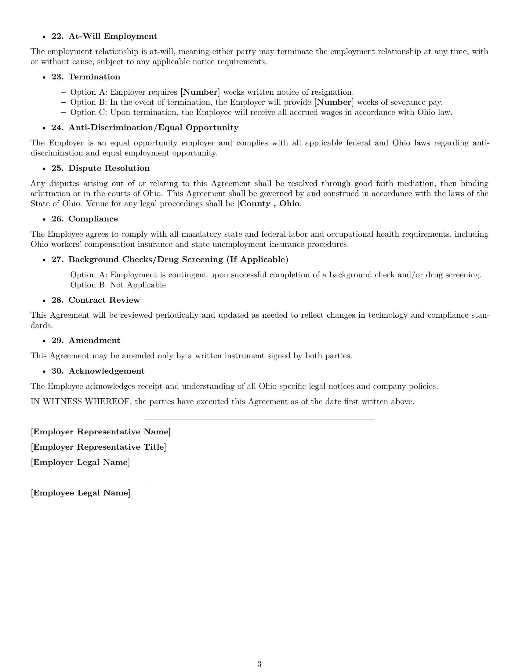 Preview page 3 of Free Ohio software developer employment contract template
