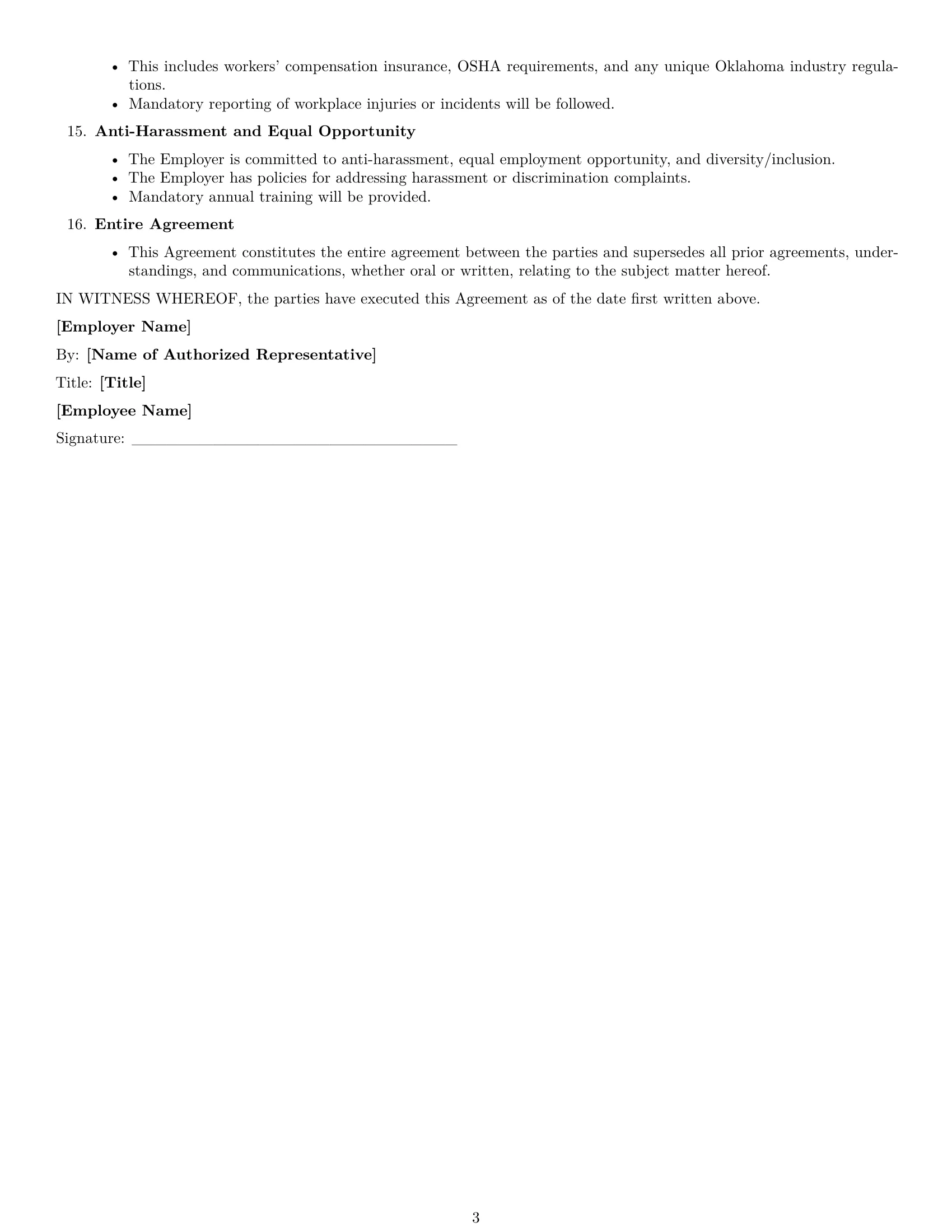 Preview page 3 of Free Oklahoma software developer employment contract template