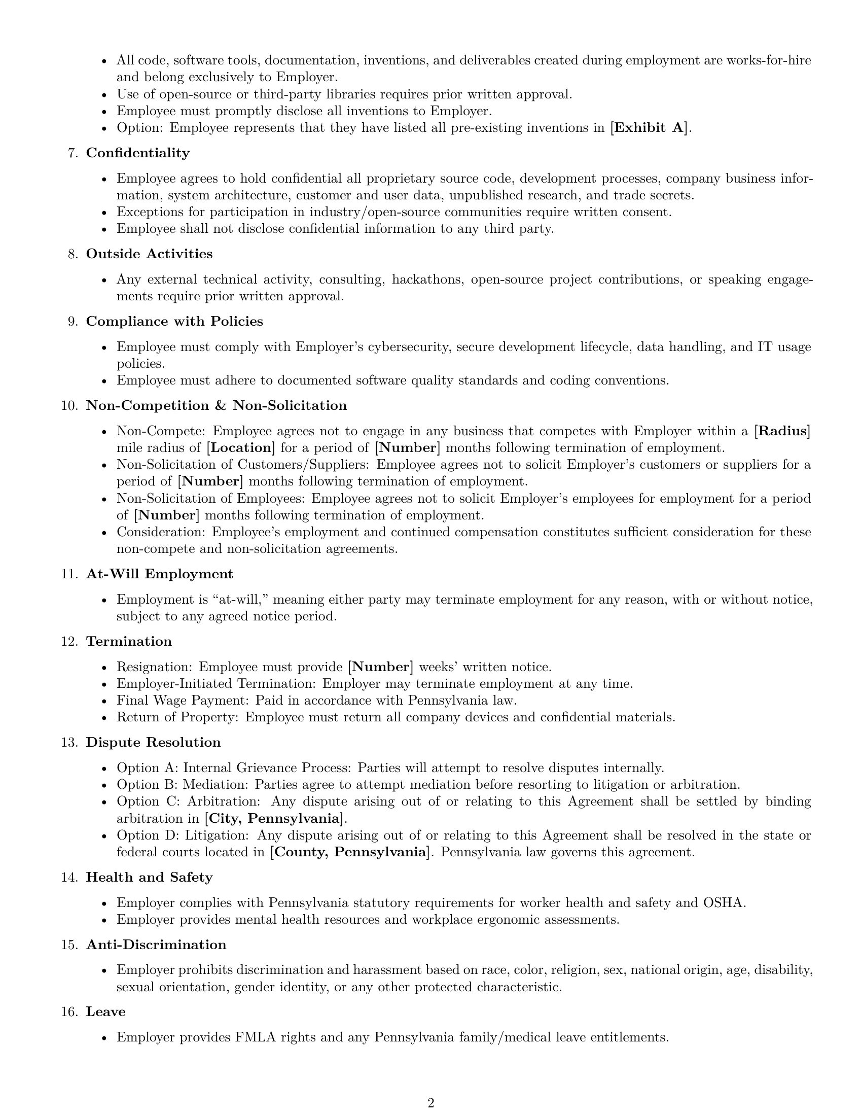Preview page 2 of Free Pennsylvania software developer employment contract template