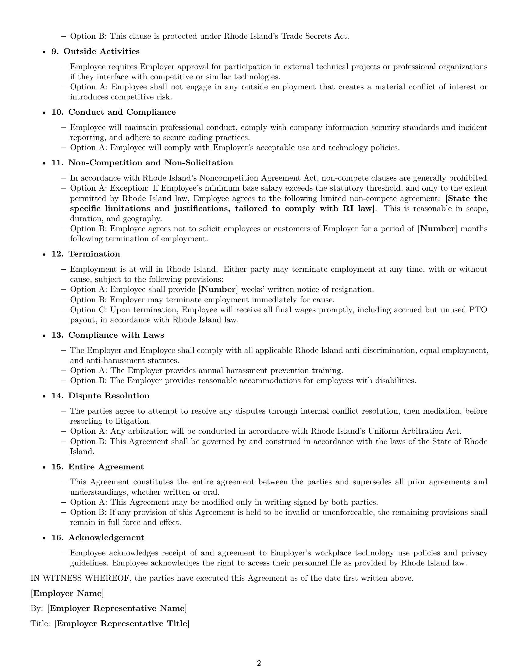Preview page 2 of Free Rhode Island software developer employment contract template