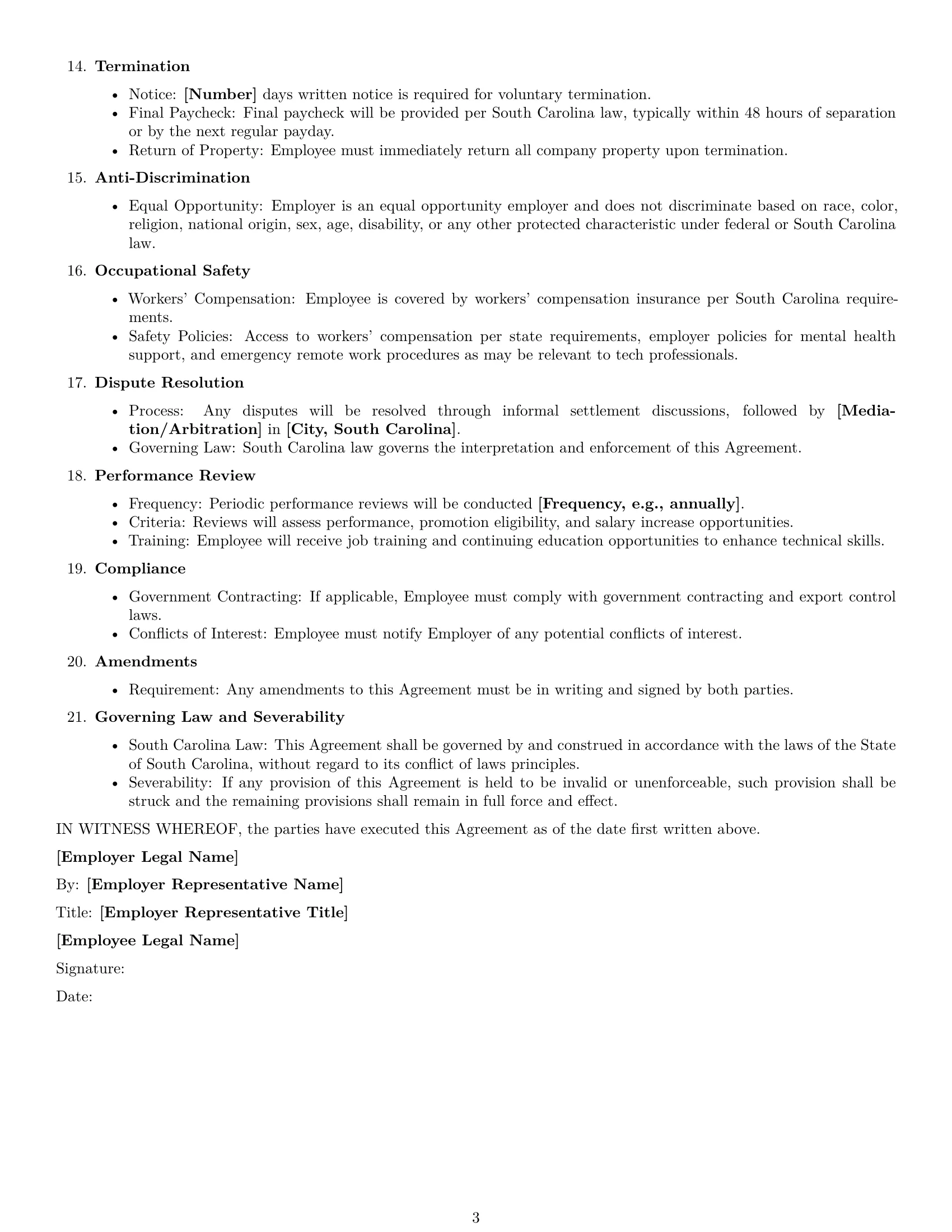 Preview page 3 of Free South Carolina software developer employment contract template