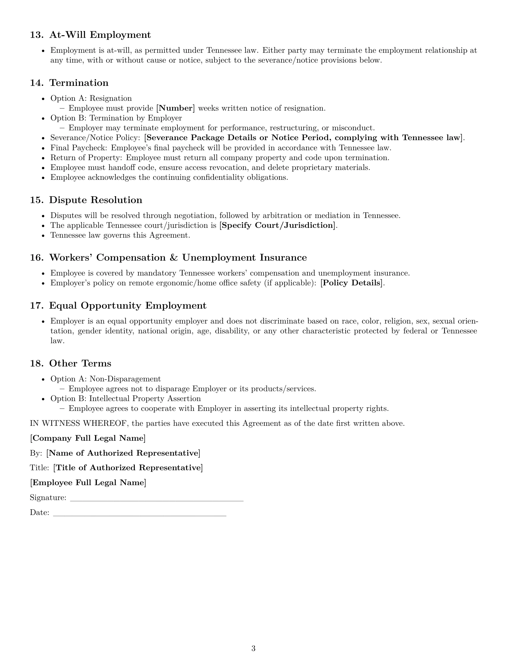 Preview page 3 of Free Tennessee software developer employment contract template
