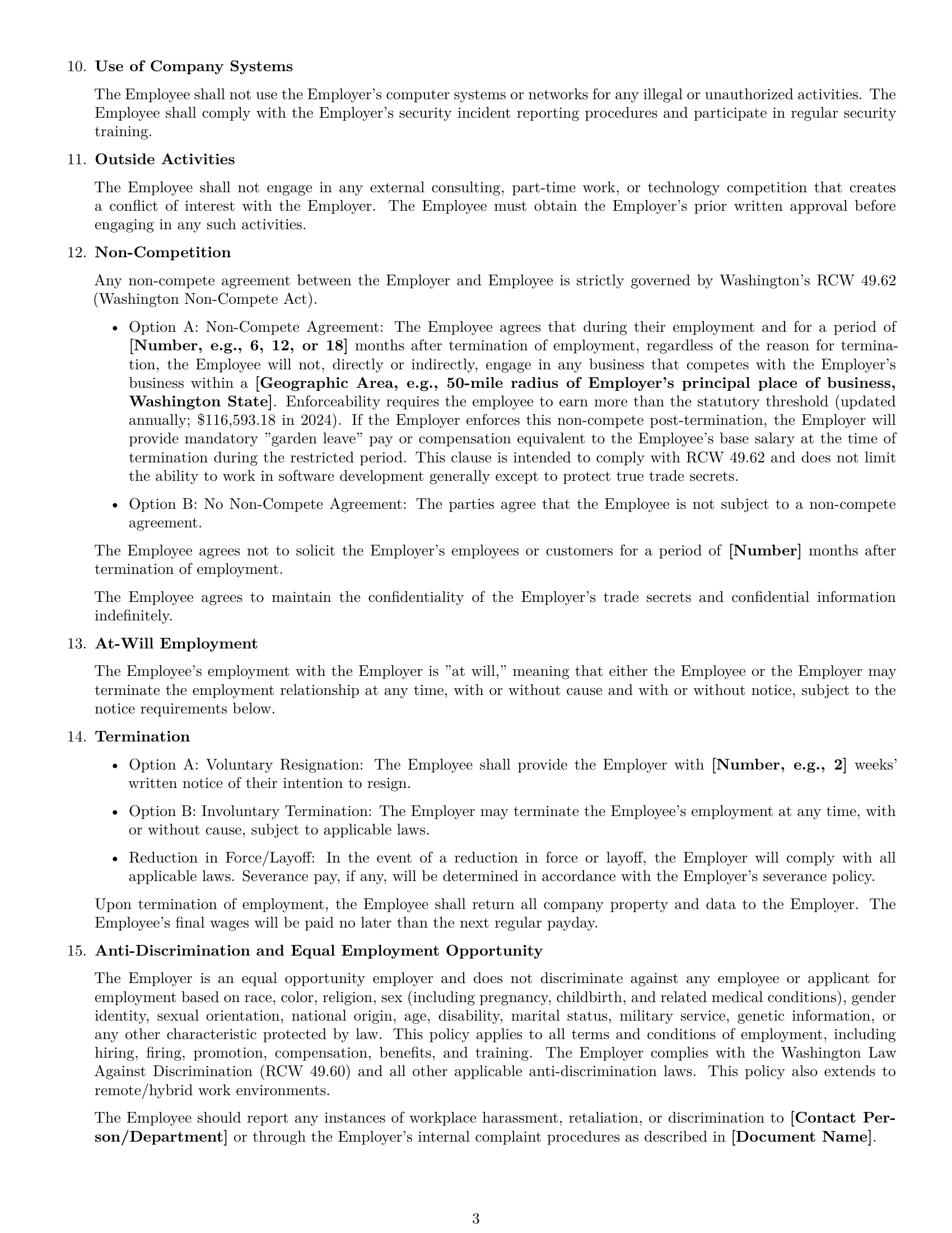 Preview page 3 of Free Washington software developer employment contract template