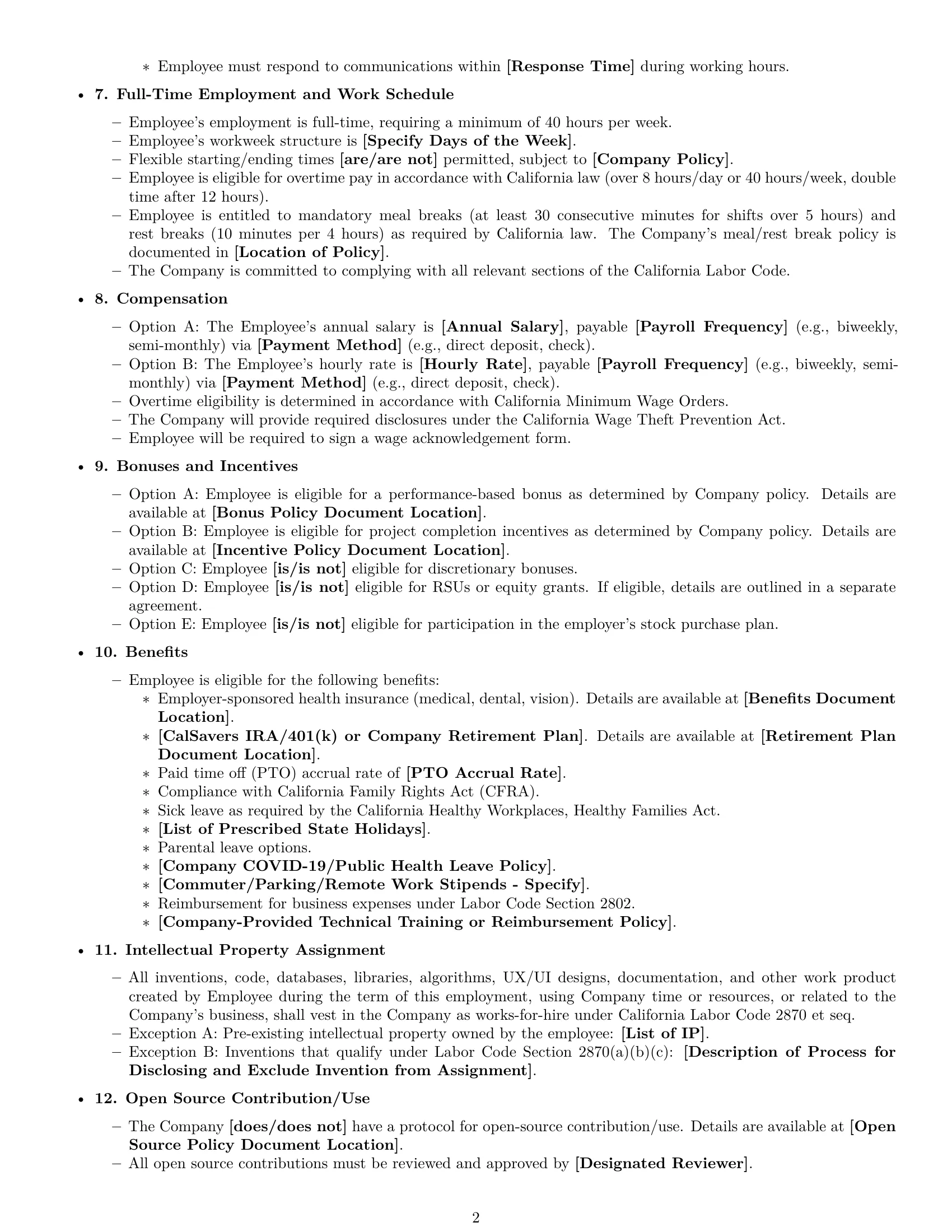 Preview page 2 of Free California software developer employment contract template