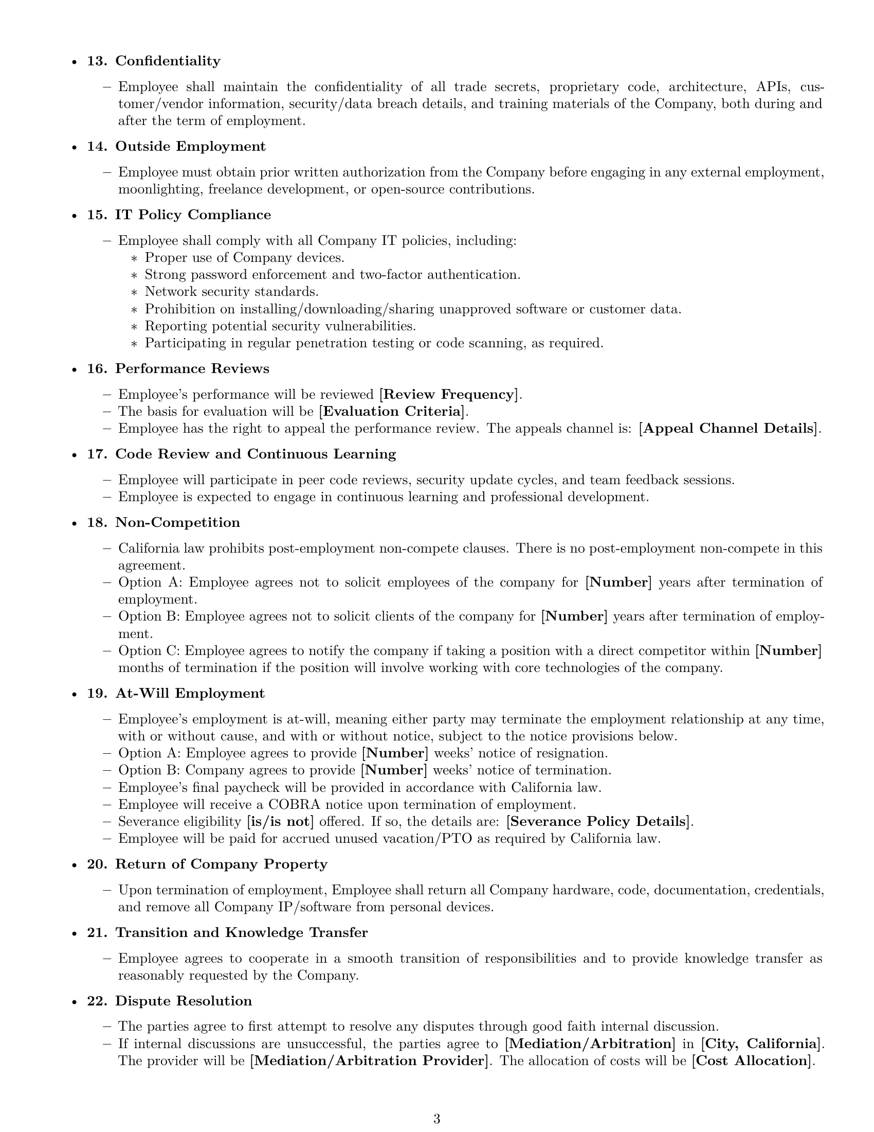 Preview page 3 of Free California software developer employment contract template