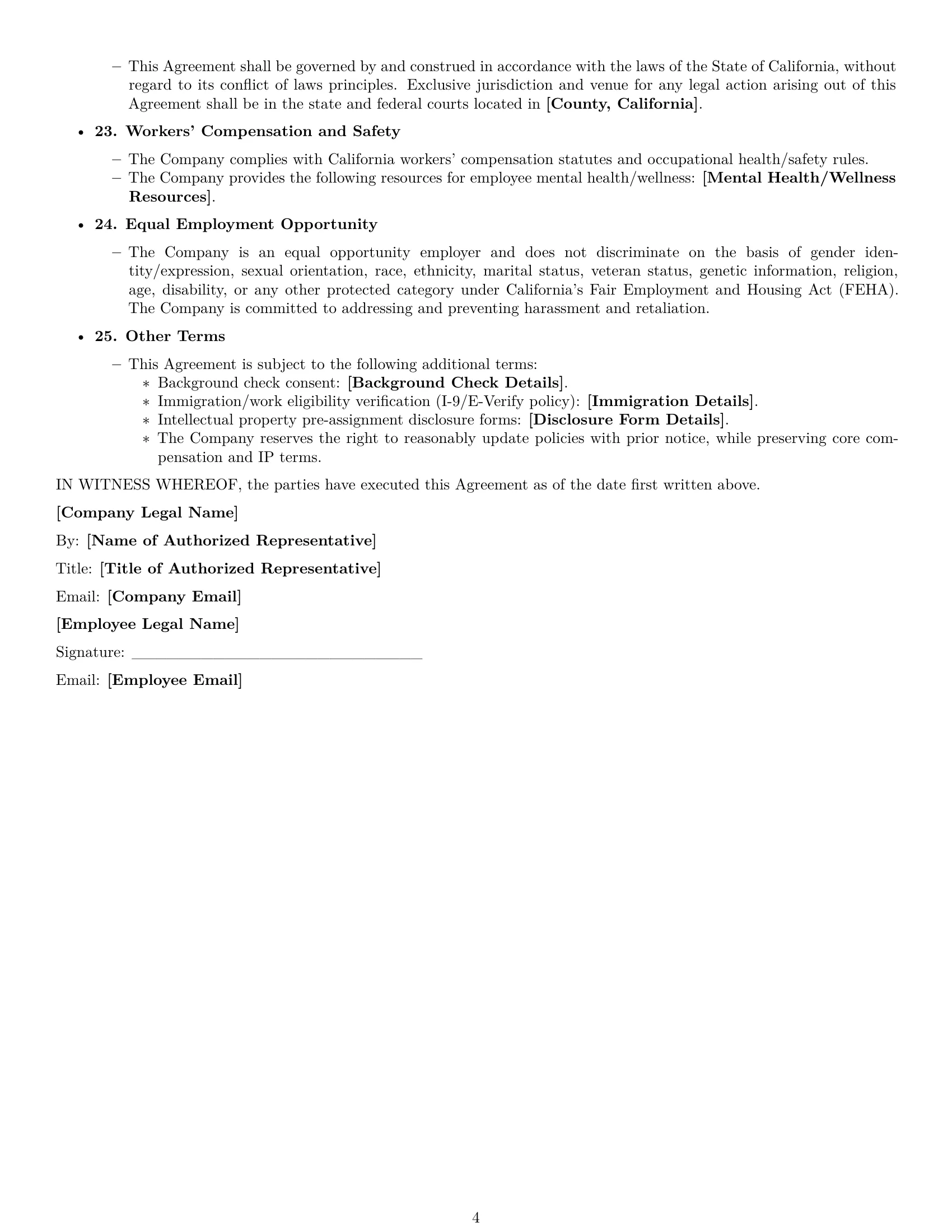 Preview page 4 of Free California software developer employment contract template