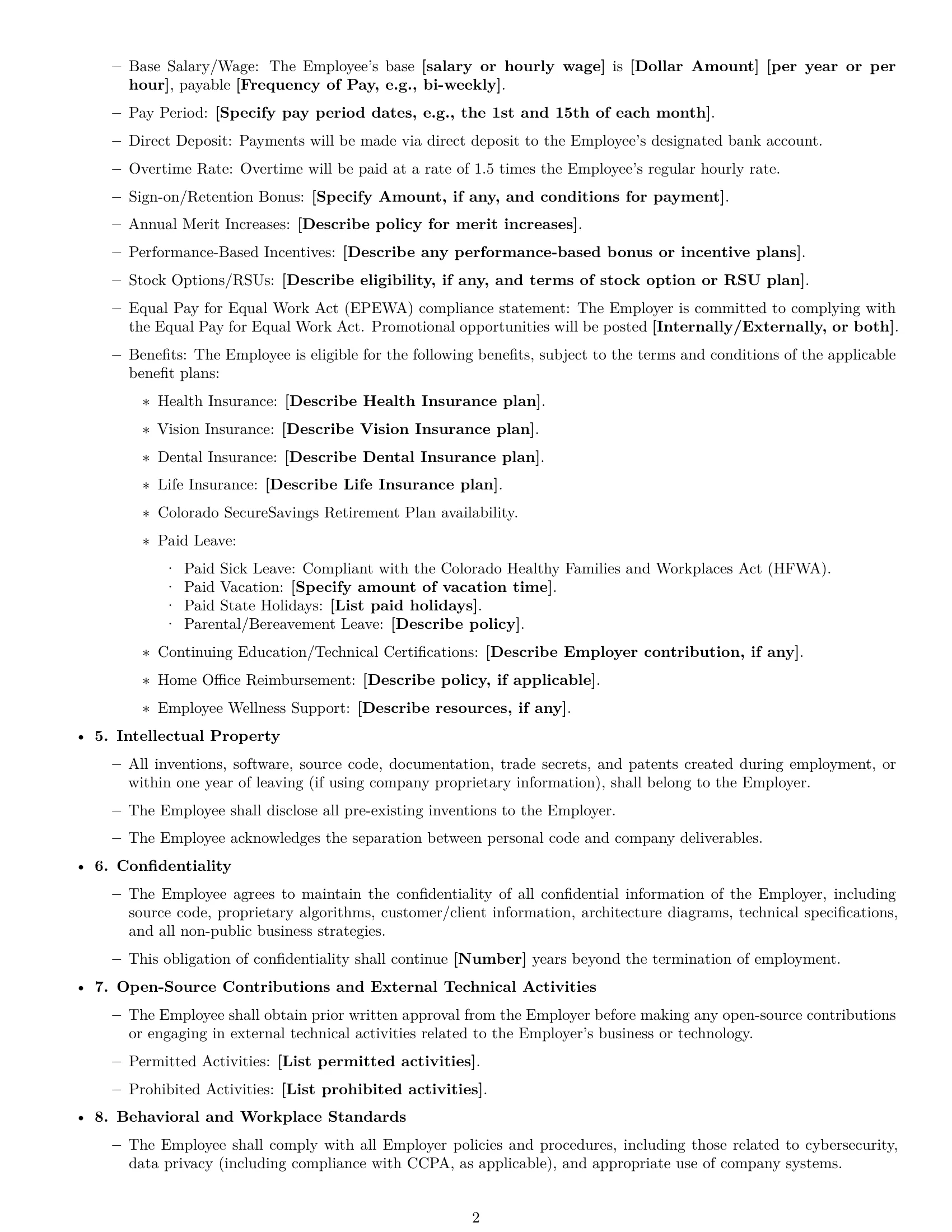 Preview page 2 of Free Colorado software developer employment contract template