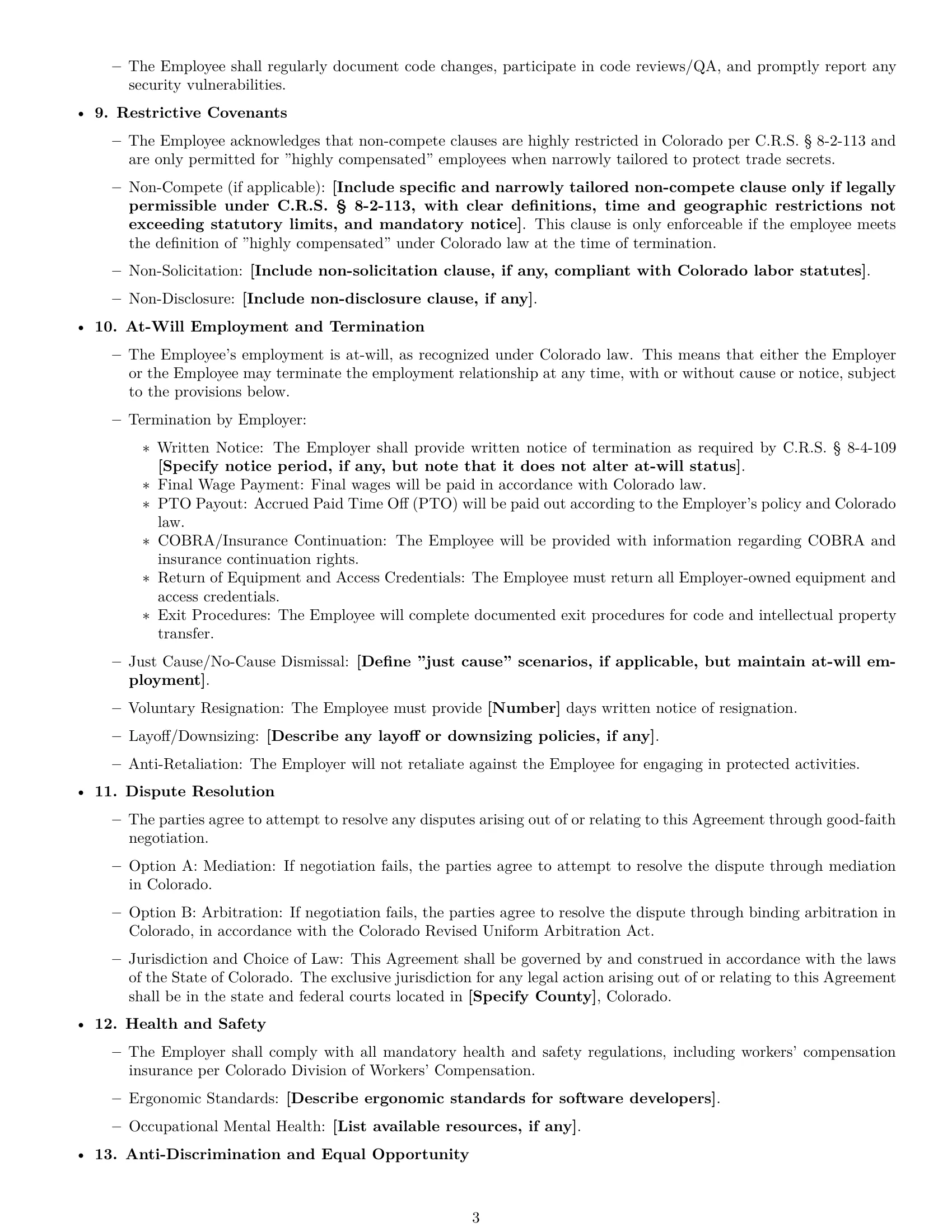 Preview page 3 of Free Colorado software developer employment contract template