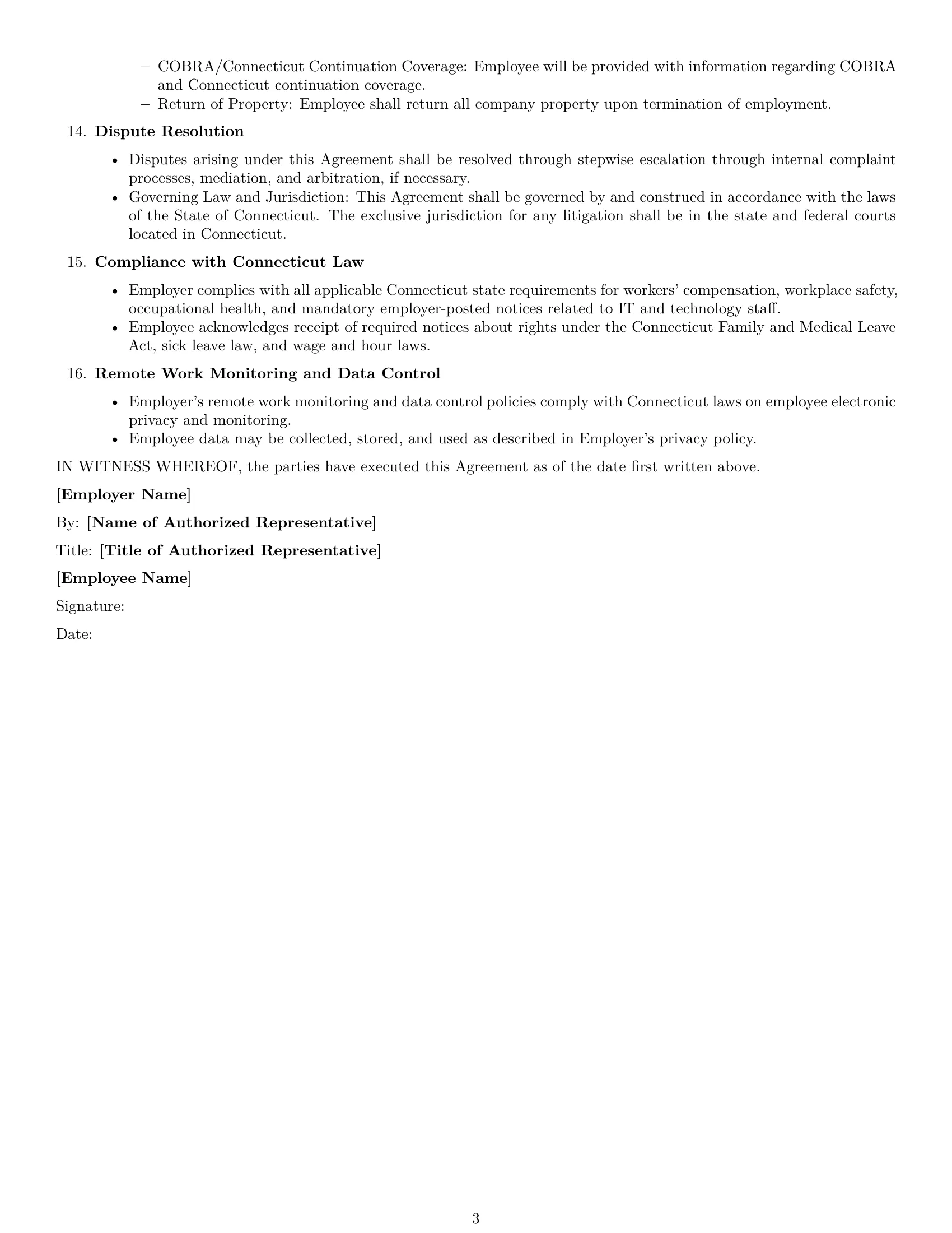 Preview page 3 of Free Connecticut software developer employment contract template