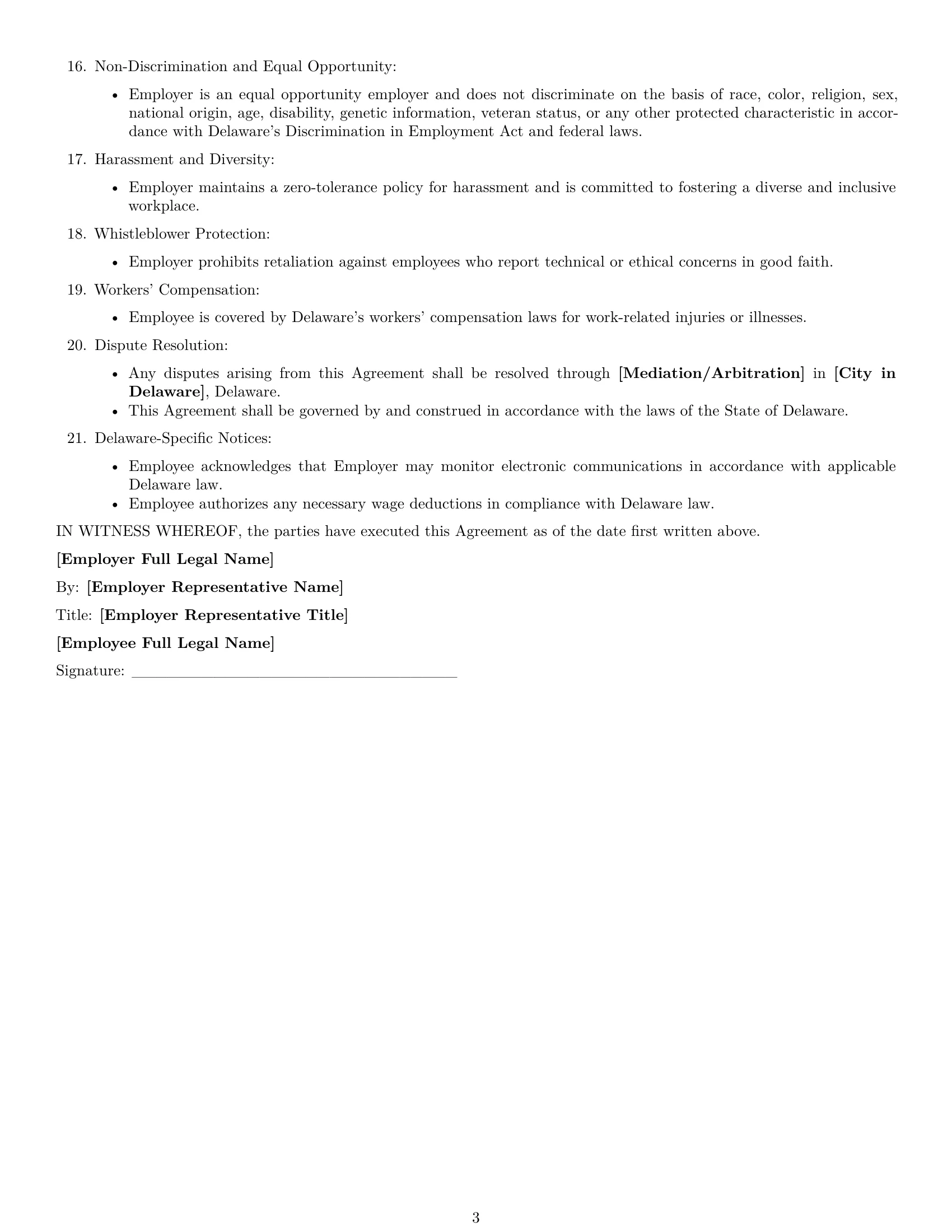 Preview page 3 of Free Delaware software developer employment contract template
