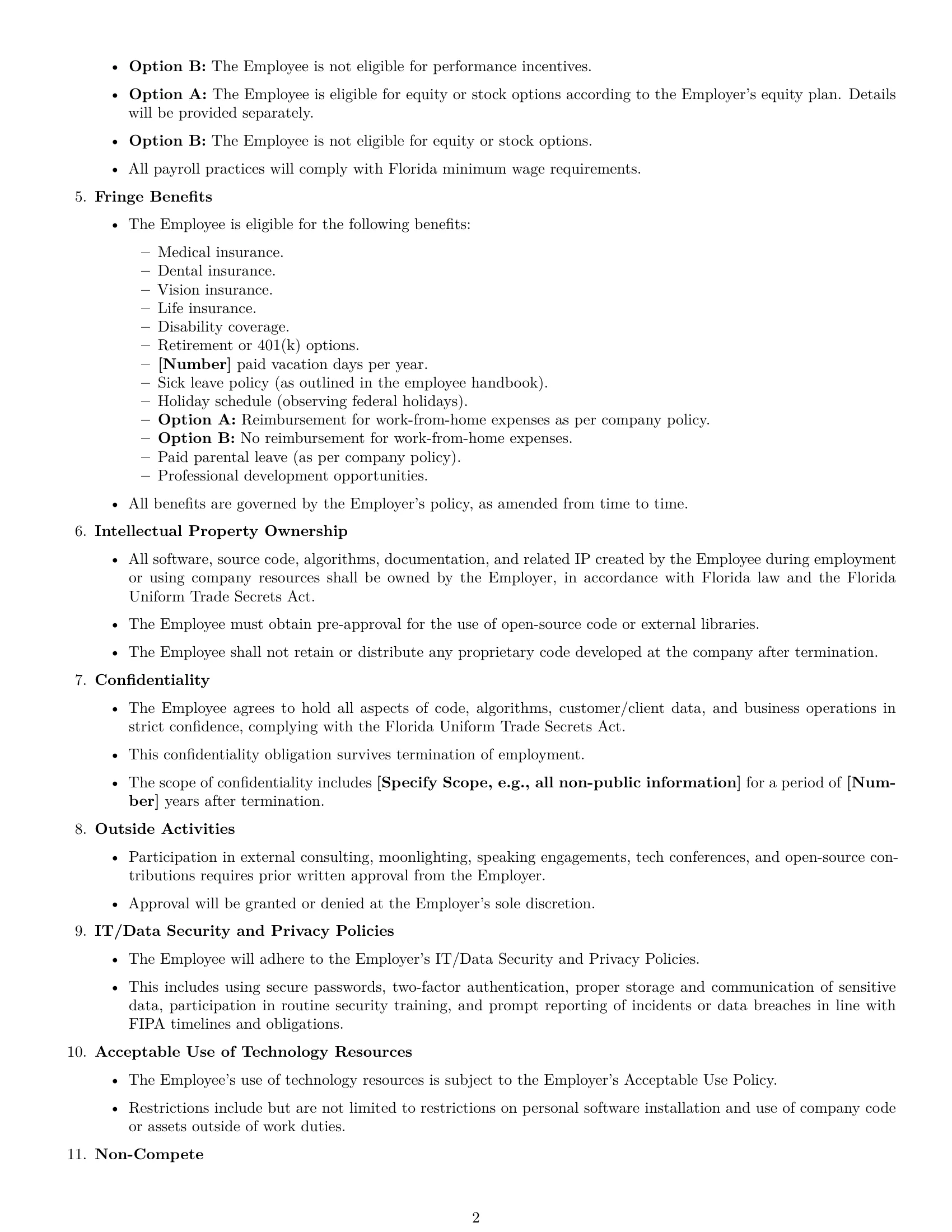 Preview page 2 of Free Florida software developer employment contract template