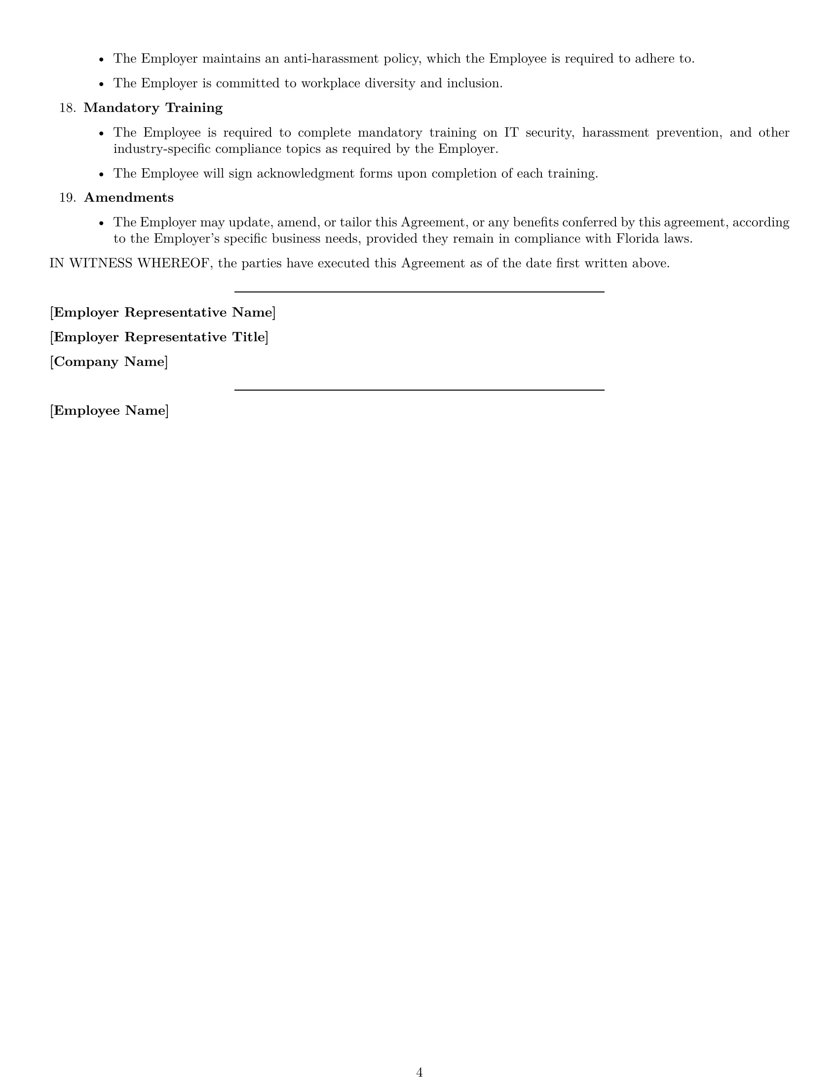 Preview page 4 of Free Florida software developer employment contract template