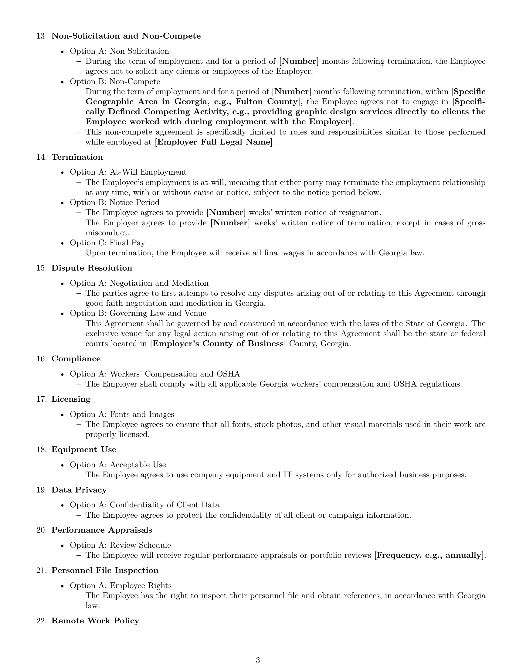 Preview page 3 of Free Georgia graphic designer employment contract template